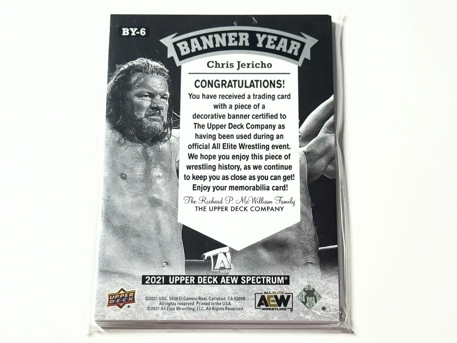 2021 Upper Deck AEW Spectrum Chris Jericho Banner Year Relic Card BY-6