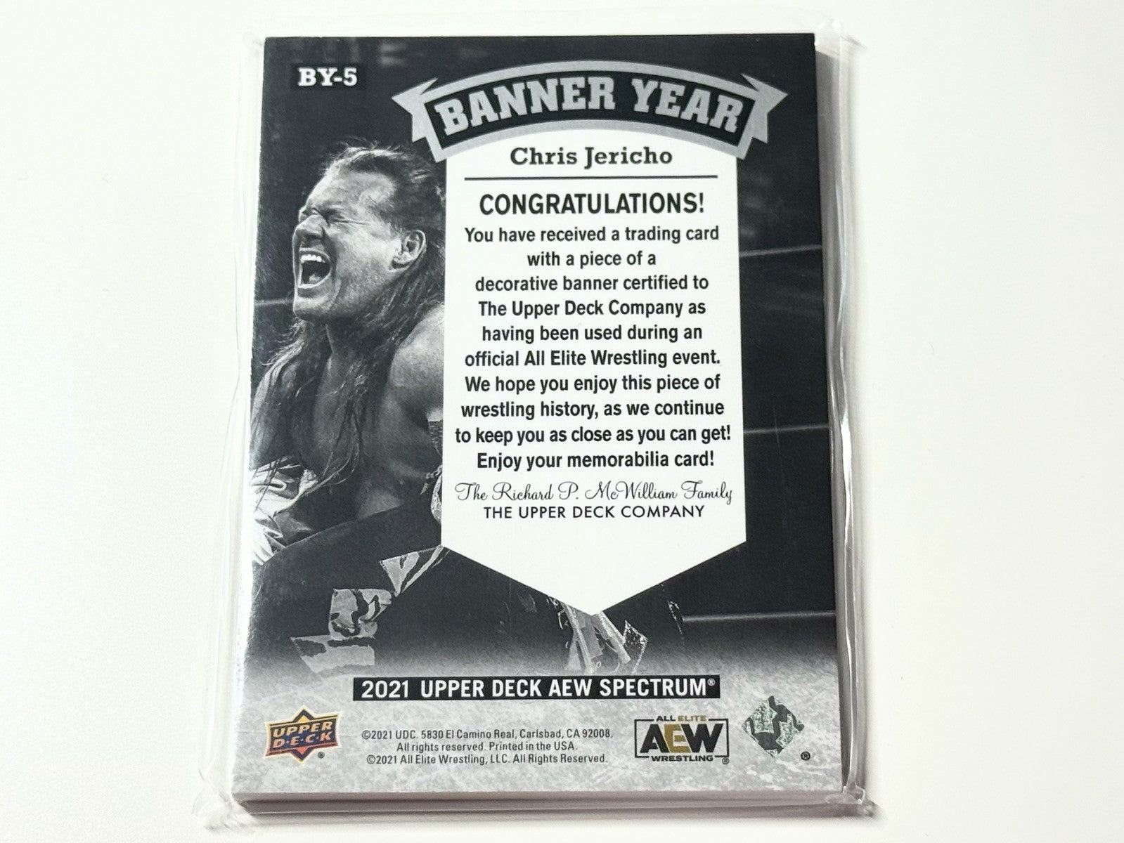 2021 Upper Deck AEW Spectrum Chris Jericho Banner Year Relic Card BY-5