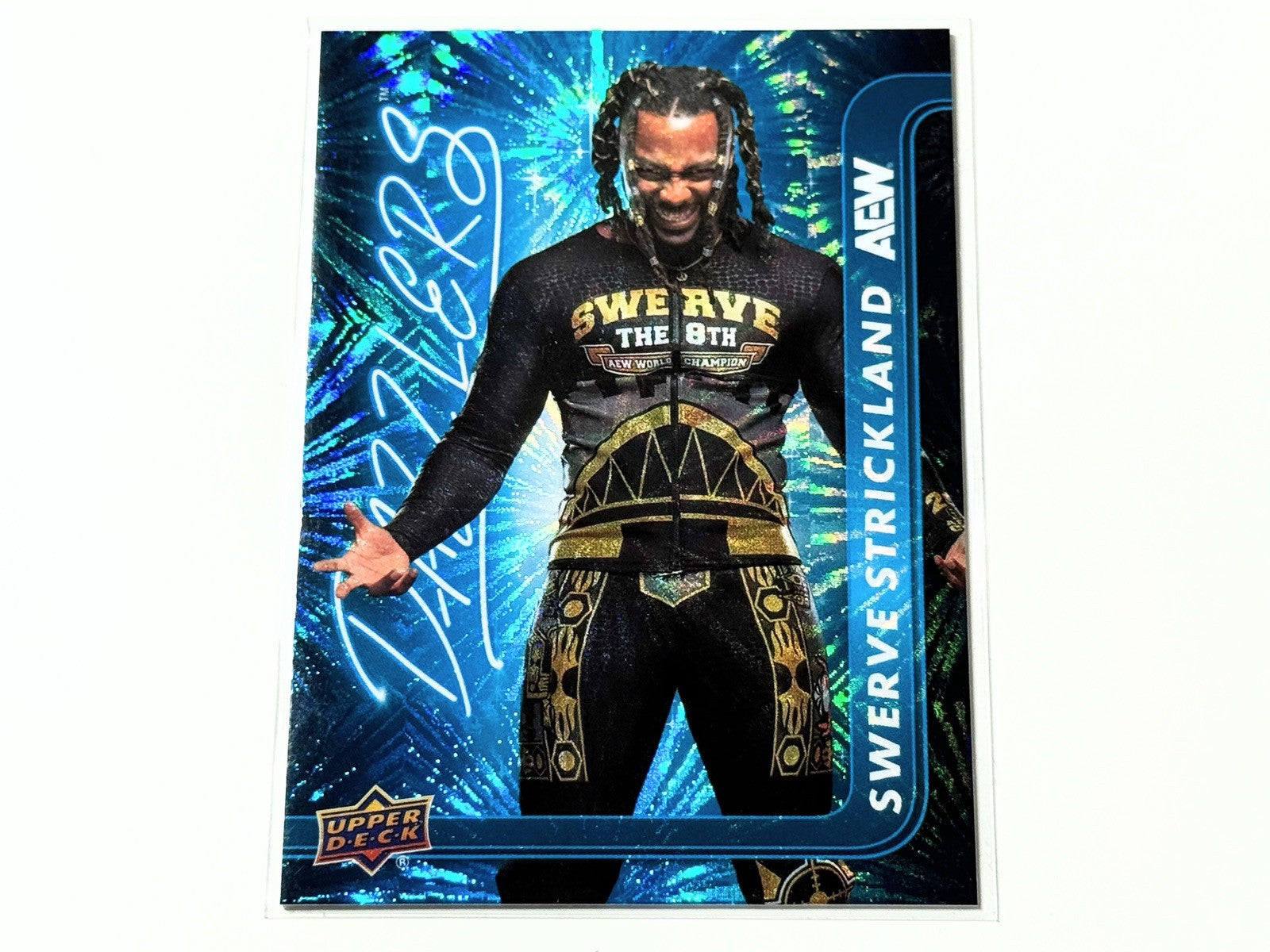 2025 Upper Deck AEW Flagship Swerve Strickland Blue Dazzlers Card DZ-41