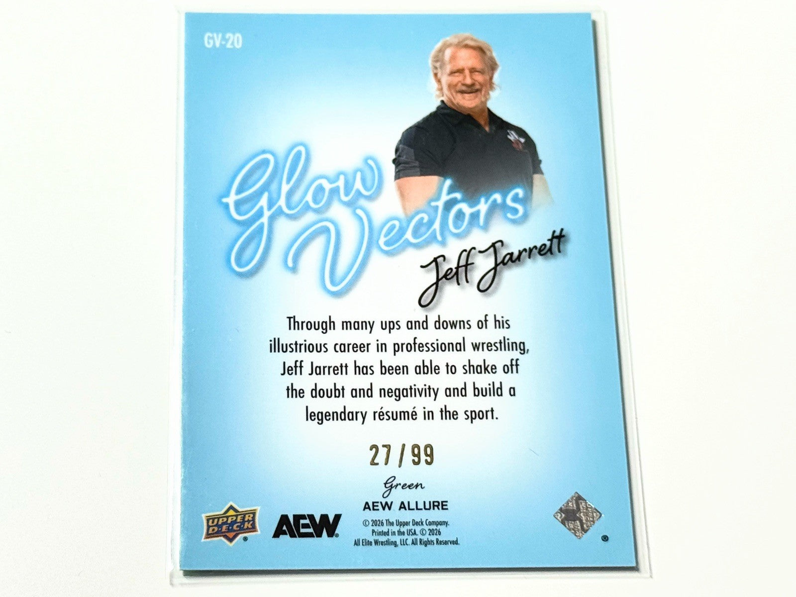 2026 Upper Deck AEW Allure Jeff Jarrett Glow Vectors Green /99 Card GV-20