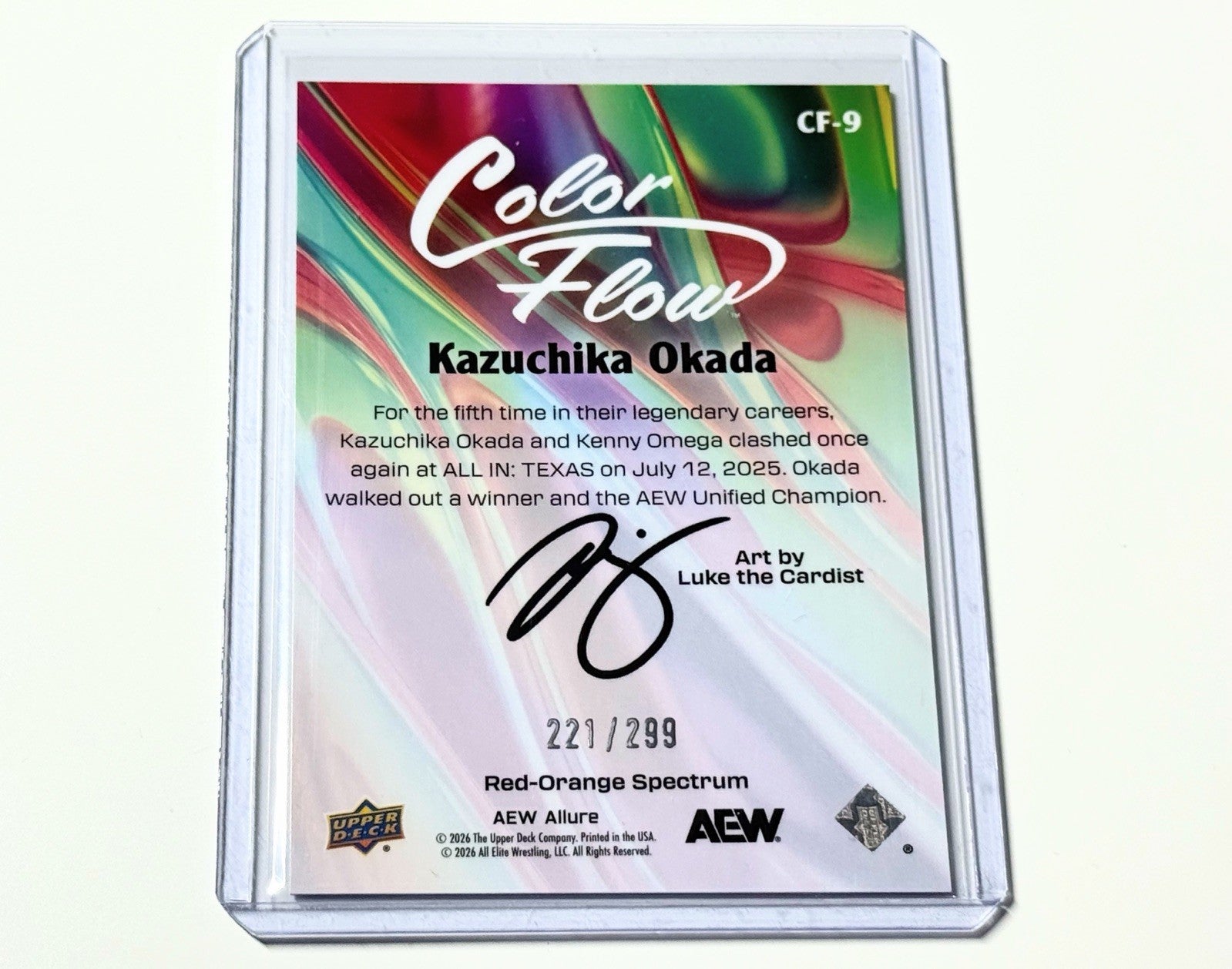 2026 Upper Deck AEW Allure Kazuchika Okada Red Orange Spectrum /299 Color Flow Card CF-9