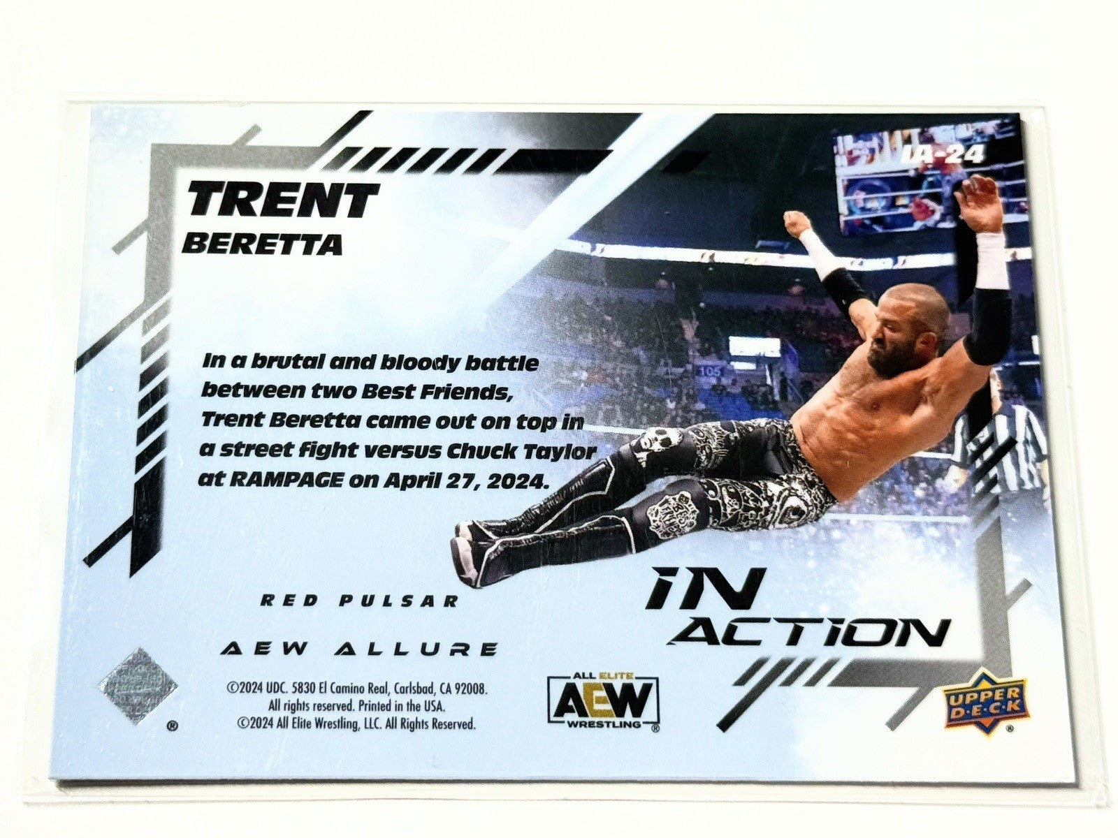 2024 Upper Deck AEW Allure Trent Beretta In Action Red Pulsar Card IA-24