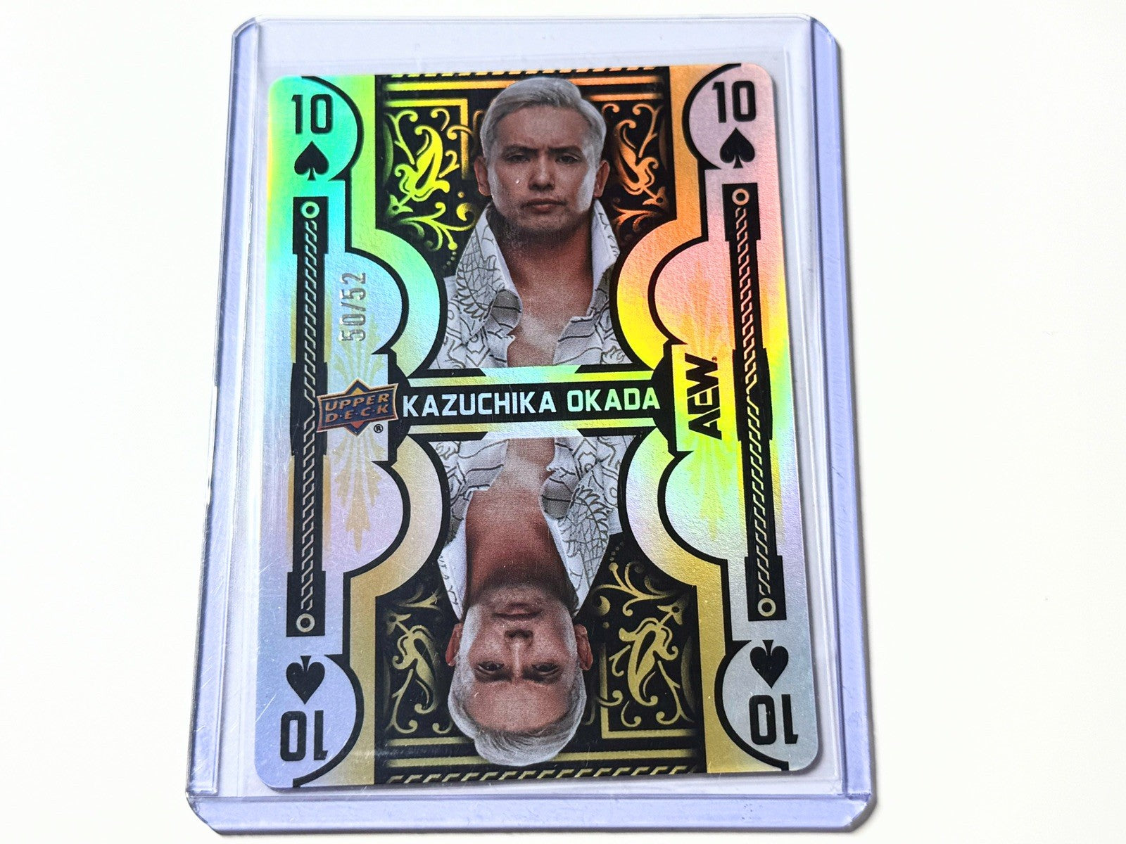 2025 Upper Deck AEW Flagship Double Or Nothing Kazuchika Okada 10 Spades Gold /52 Card