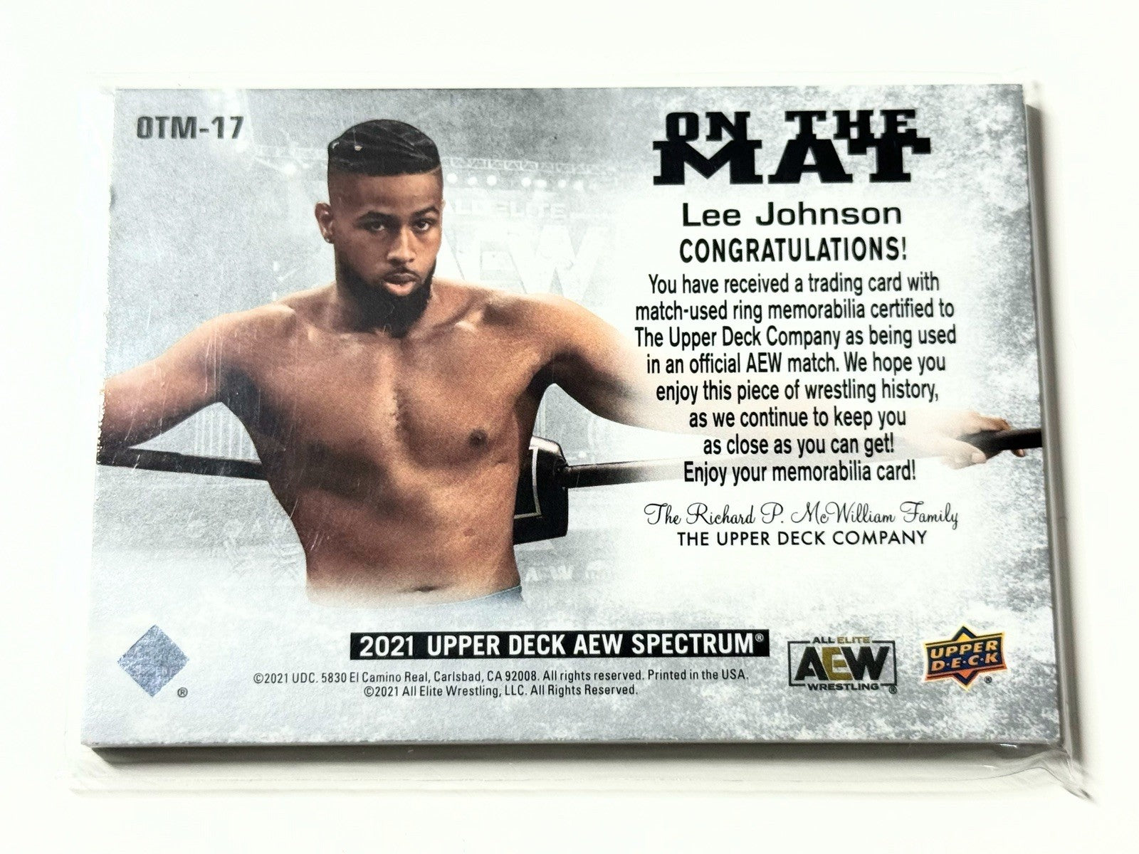 2021 Upper Deck AEW Spectrum Lee Johnson On The Mat Relic Card OTM-17
