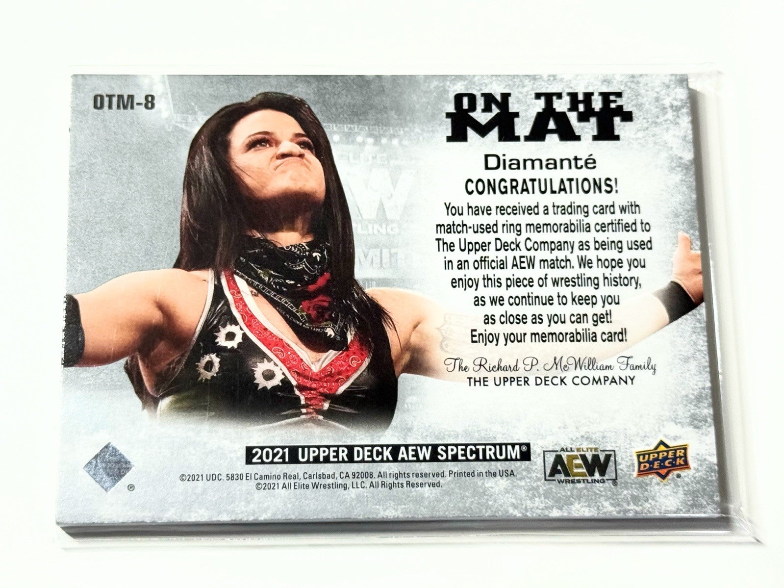 2021 Upper Deck AEW Spectrum Diamante On The Mat Relic Rookie Card OTM-8