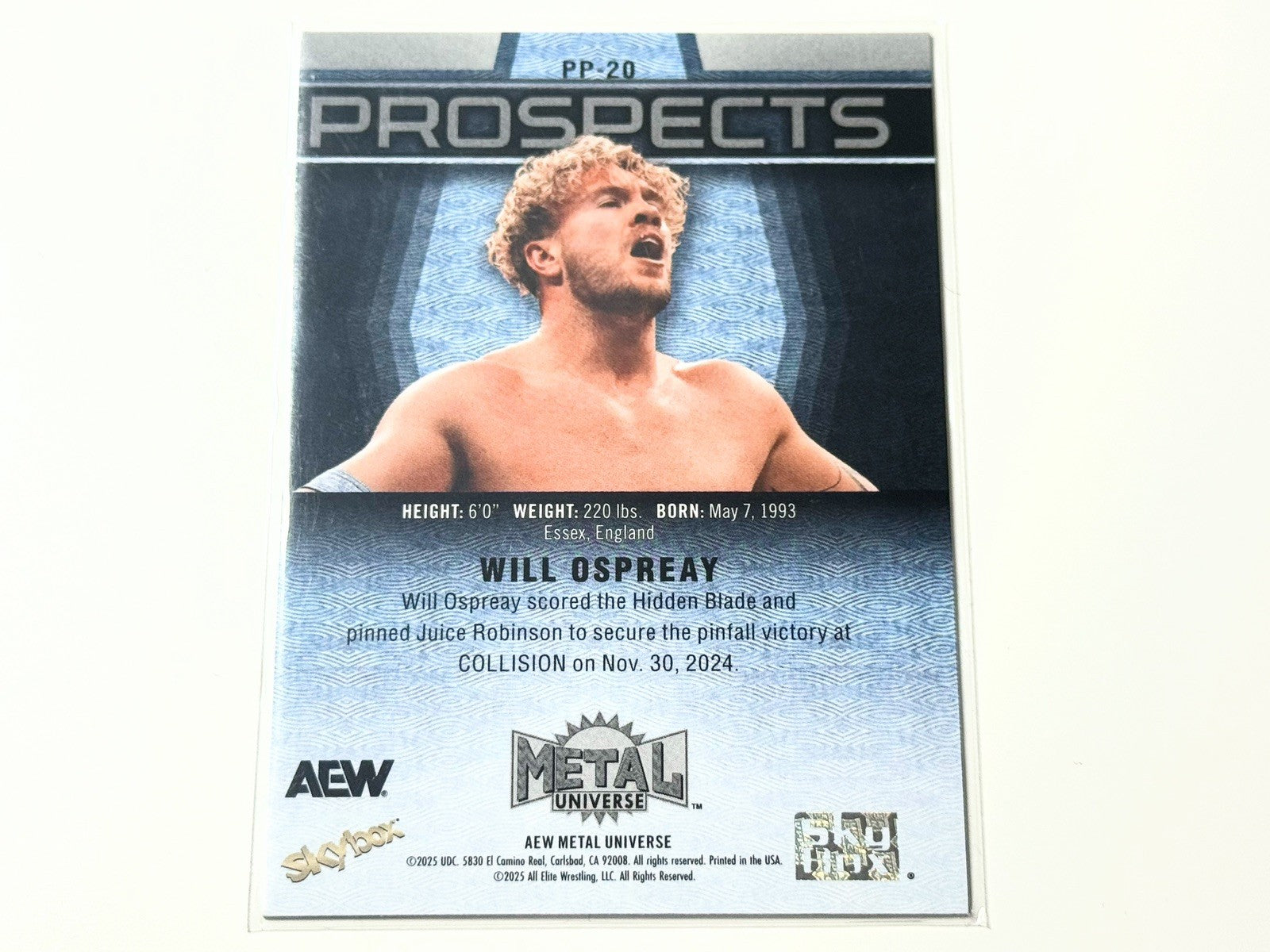 2025 Skybox AEW Metal Universe Will Ospreay Prospects Card PP-20