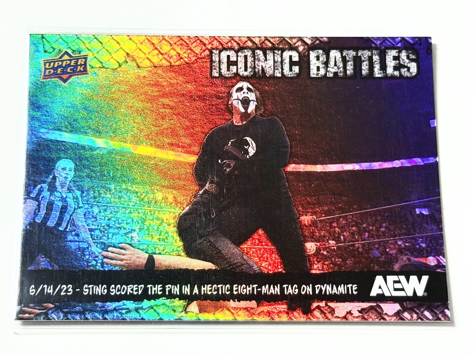 2024 Upper Deck AEW The Icon Sting Iconic Battles Pin Card IB-7
