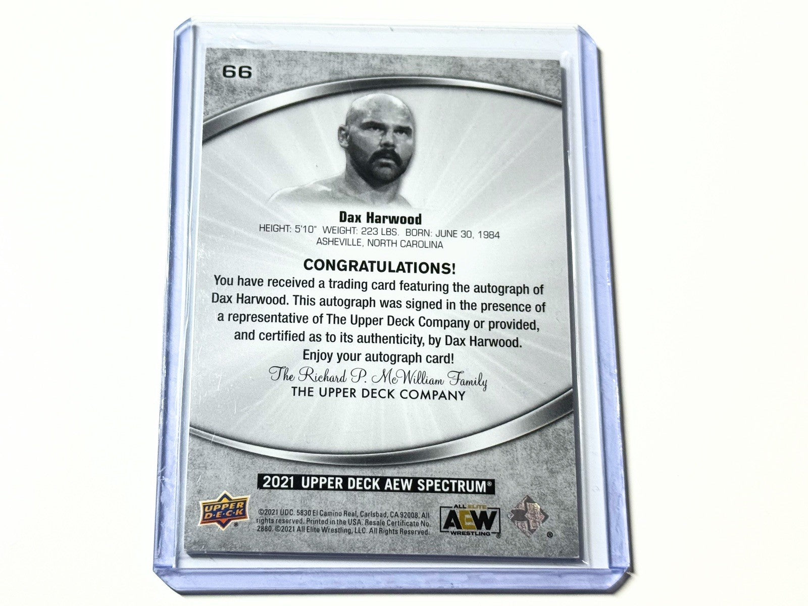 2021 Upper Deck AEW Spectrum Dax Harwood Autographed Card #66