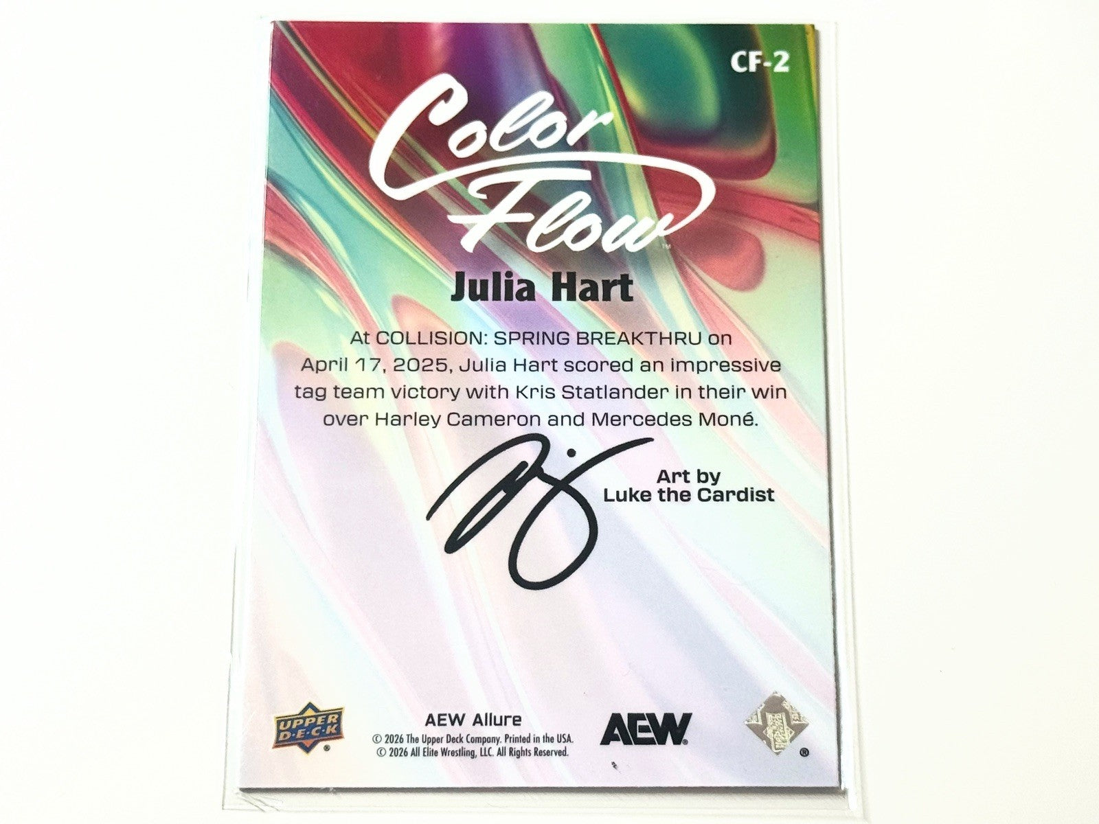 2026 Upper Deck AEW Allure Julia Hart Green Blue Color Flow Card CF-2