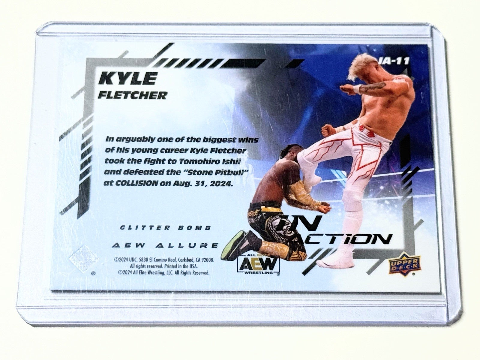 2024 Upper Deck AEW Allure Kyle Fletcher In Action Glitter Bomb Card IA-11