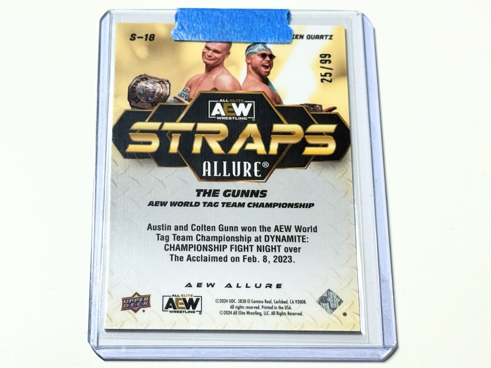 2024 Upper Deck AEW Allure The Gunns Straps Tag Championships Green Quartz /99 Card S-18