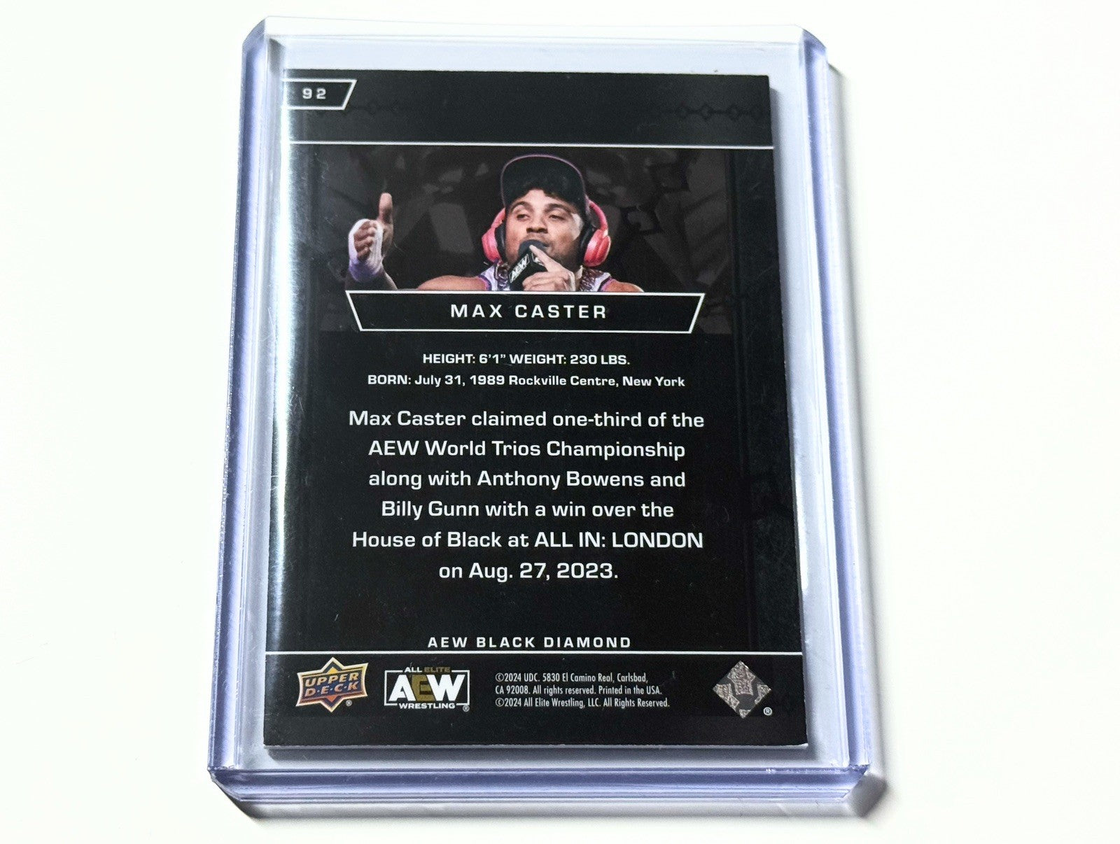 2024 Upper Deck AEW Black Diamond Max Caster /149 Base Card #92