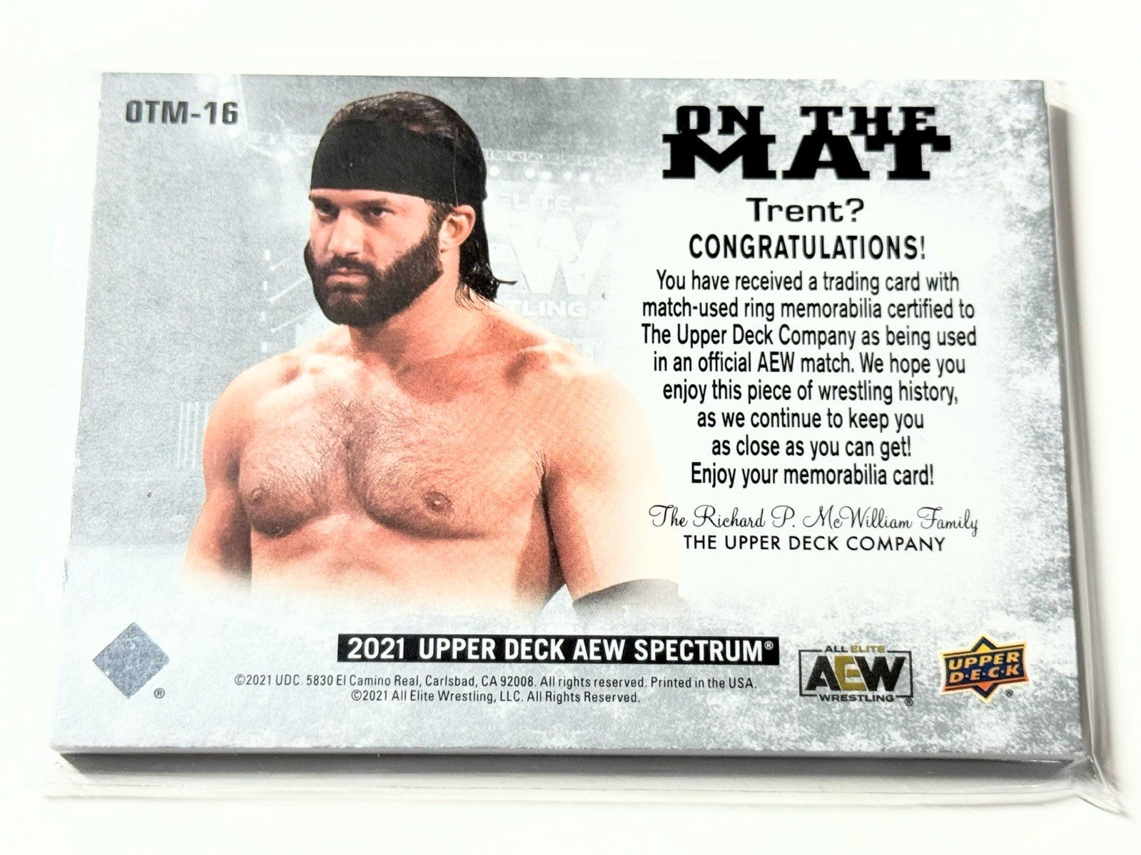 2021 Upper Deck AEW Spectrum Trent Beretta On The Mat Relic Card OTM-16