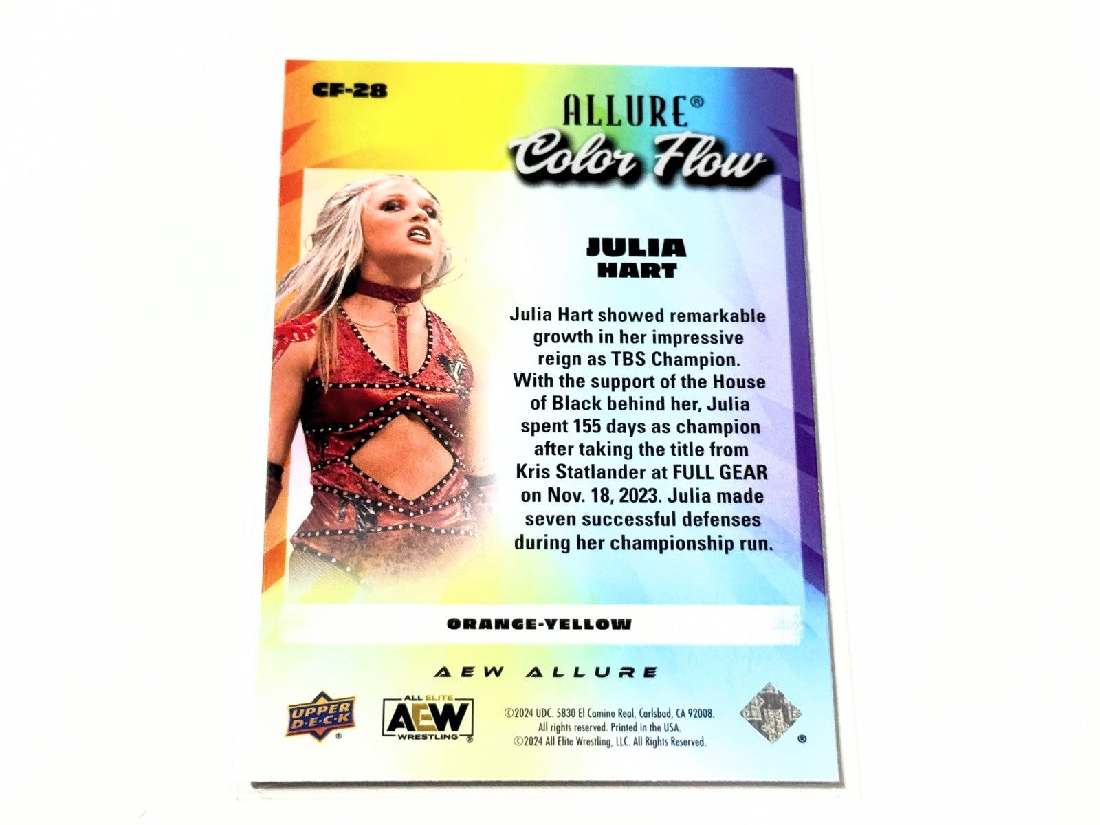 2024 Upper Deck AEW Allure Julia Hart Orange Yellow Color Flow Card CF-28