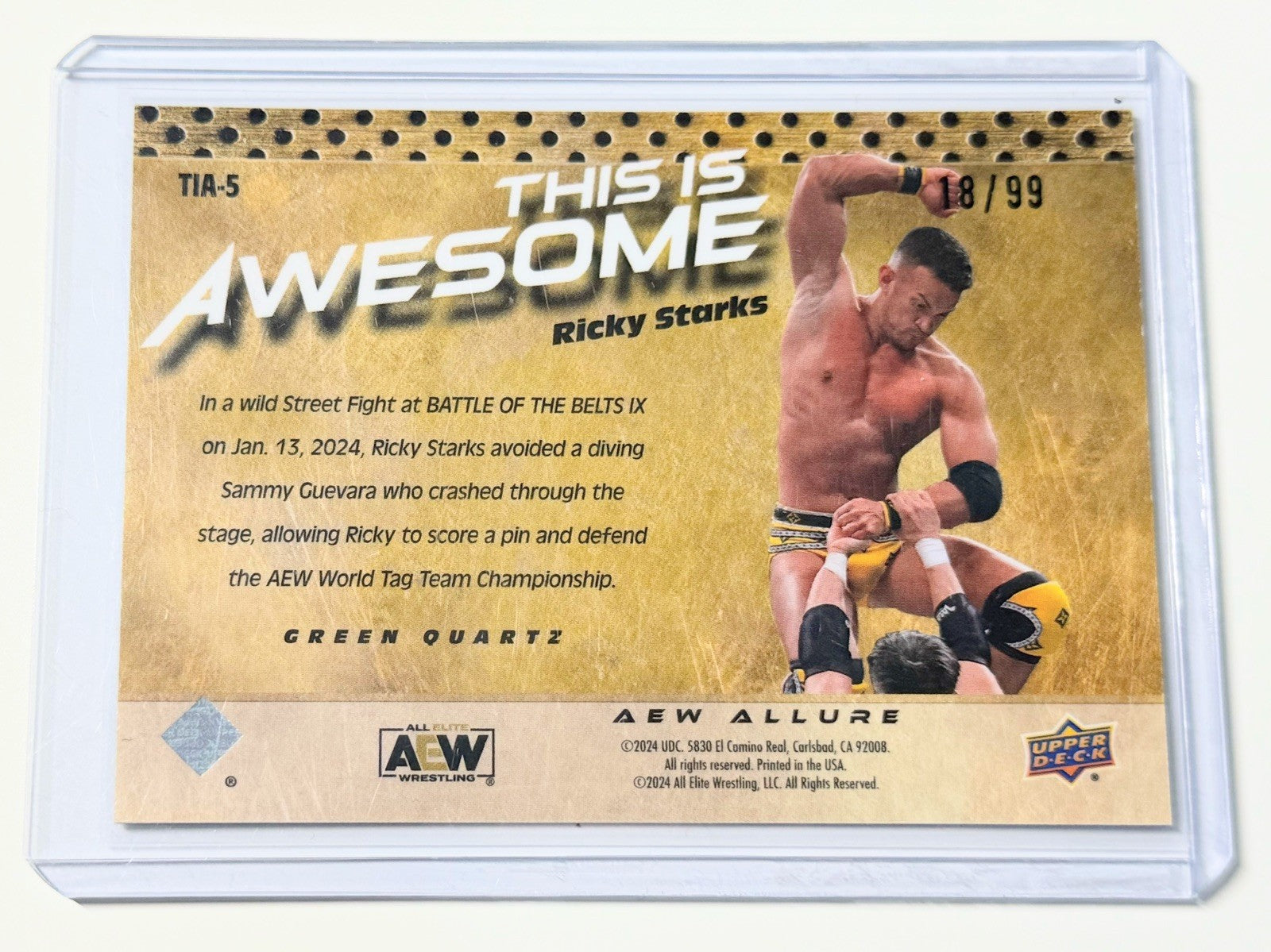 2024 Upper Deck AEW Allure Ricky Starks This Is Awesome Green Quartz /99 Card TIA-5