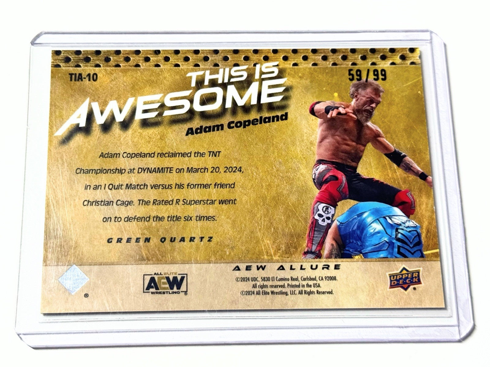 2024 Upper Deck AEW Allure Adam Copeland This Is Awesome Green Quartz /99 Card TIA-10