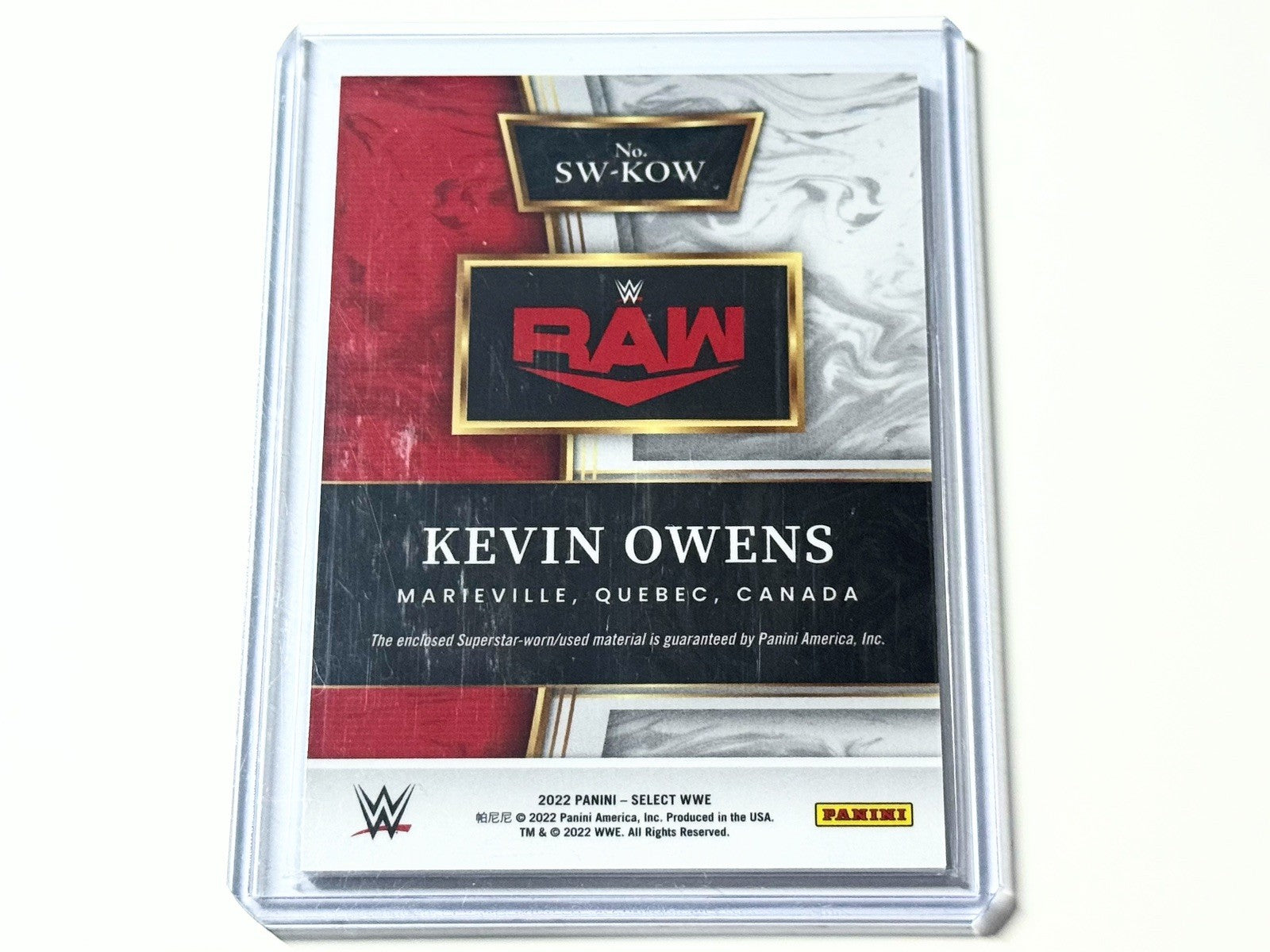 2022 Panini WWE Select Kevin Owens Selective Swatches Relic Card #SW-KOW
