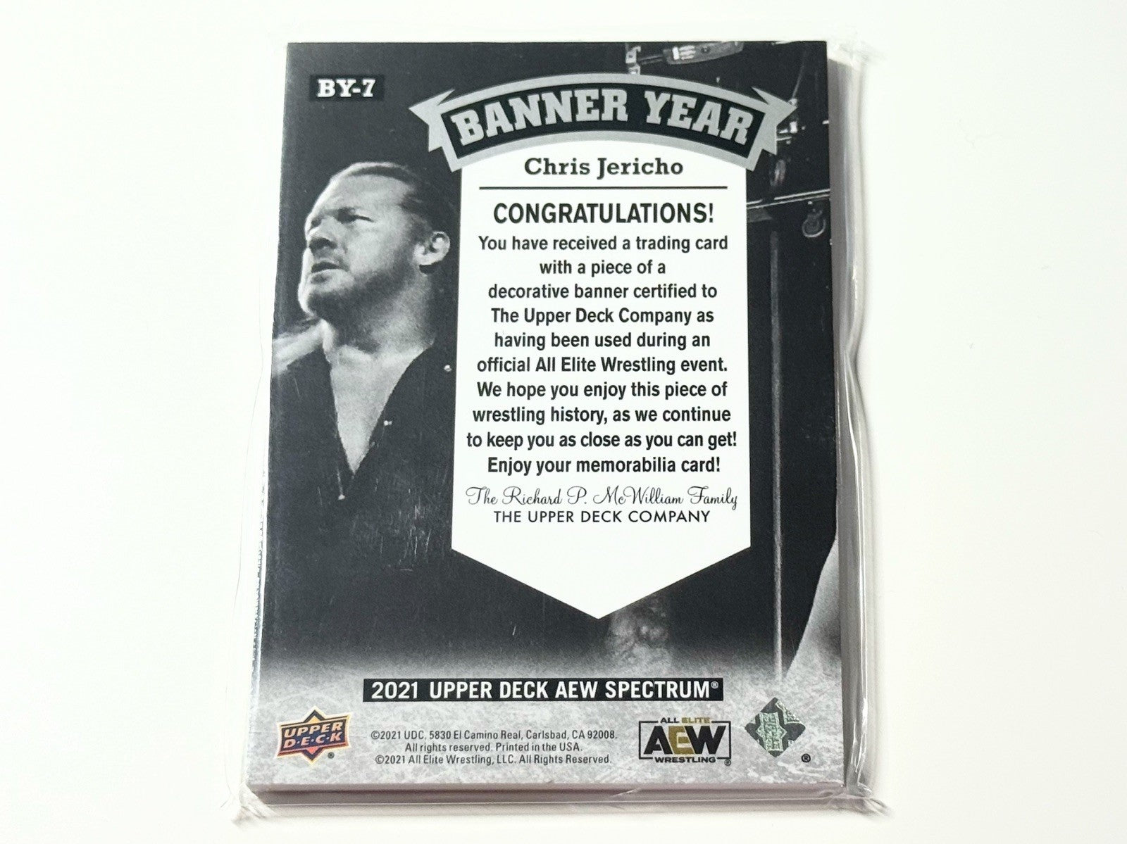 2021 Upper Deck AEW Spectrum Chris Jericho Banner Year Relic Card BY-7