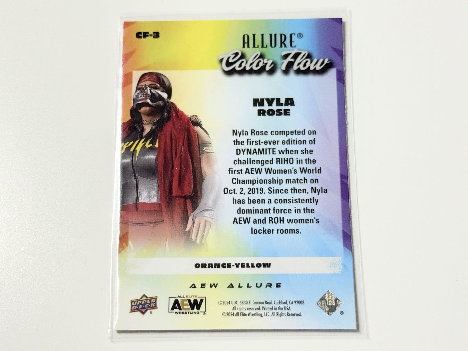 2024 Upper Deck AEW Allure Nyla Rose Orange Yellow Color Flow Card CF-3