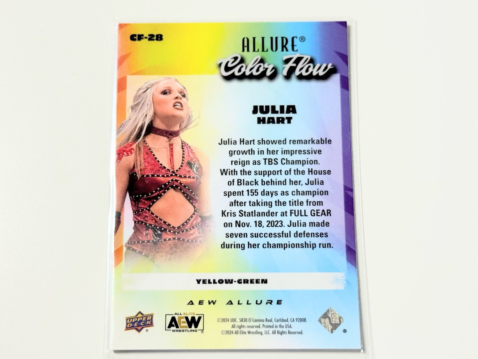 2024 Upper Deck AEW Allure Julia Hart Yellow Green Color Flow Card CF-28