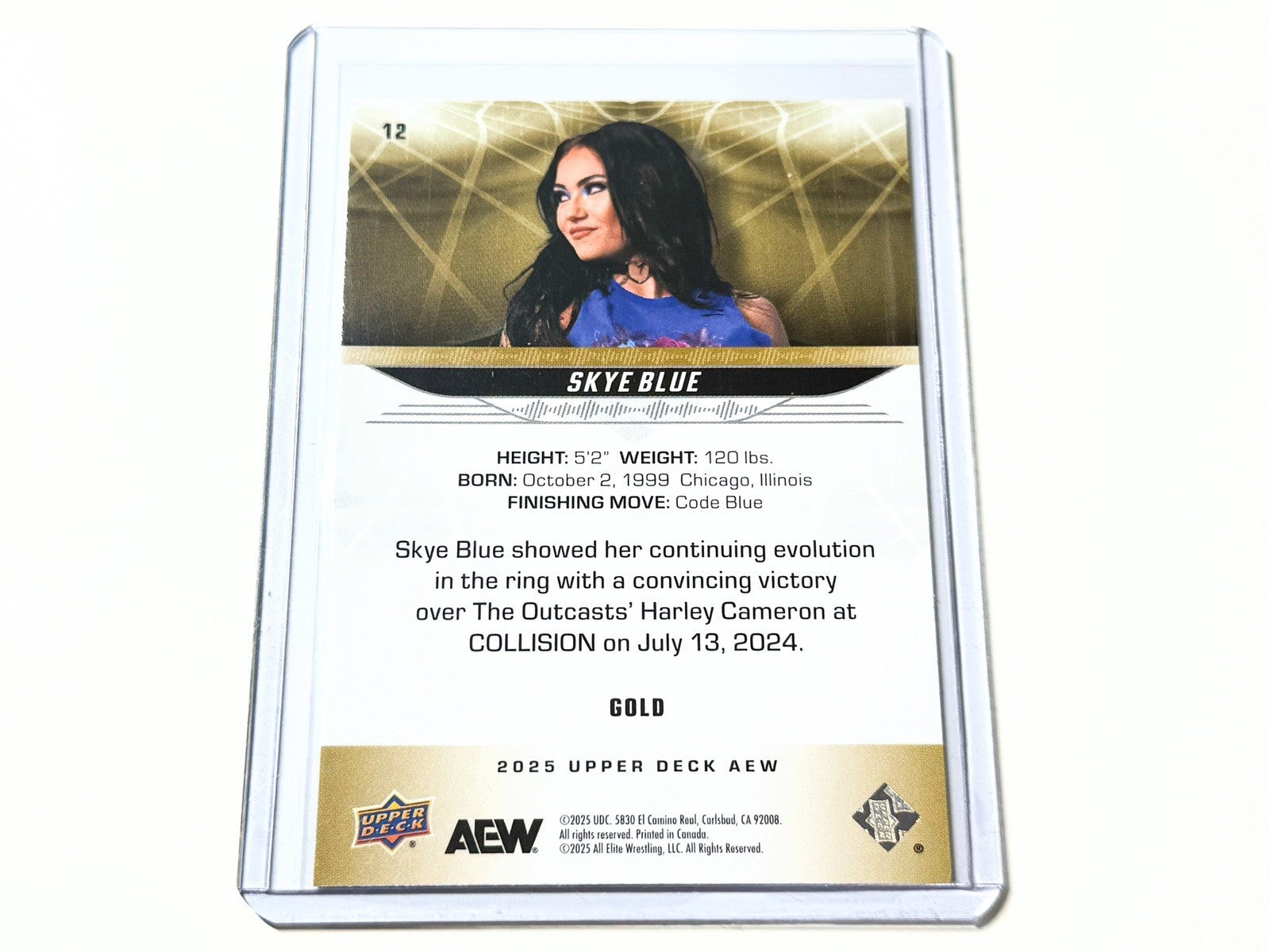 2025 Upper Deck AEW Flagship Skye Blue Gold Parallel Card #12