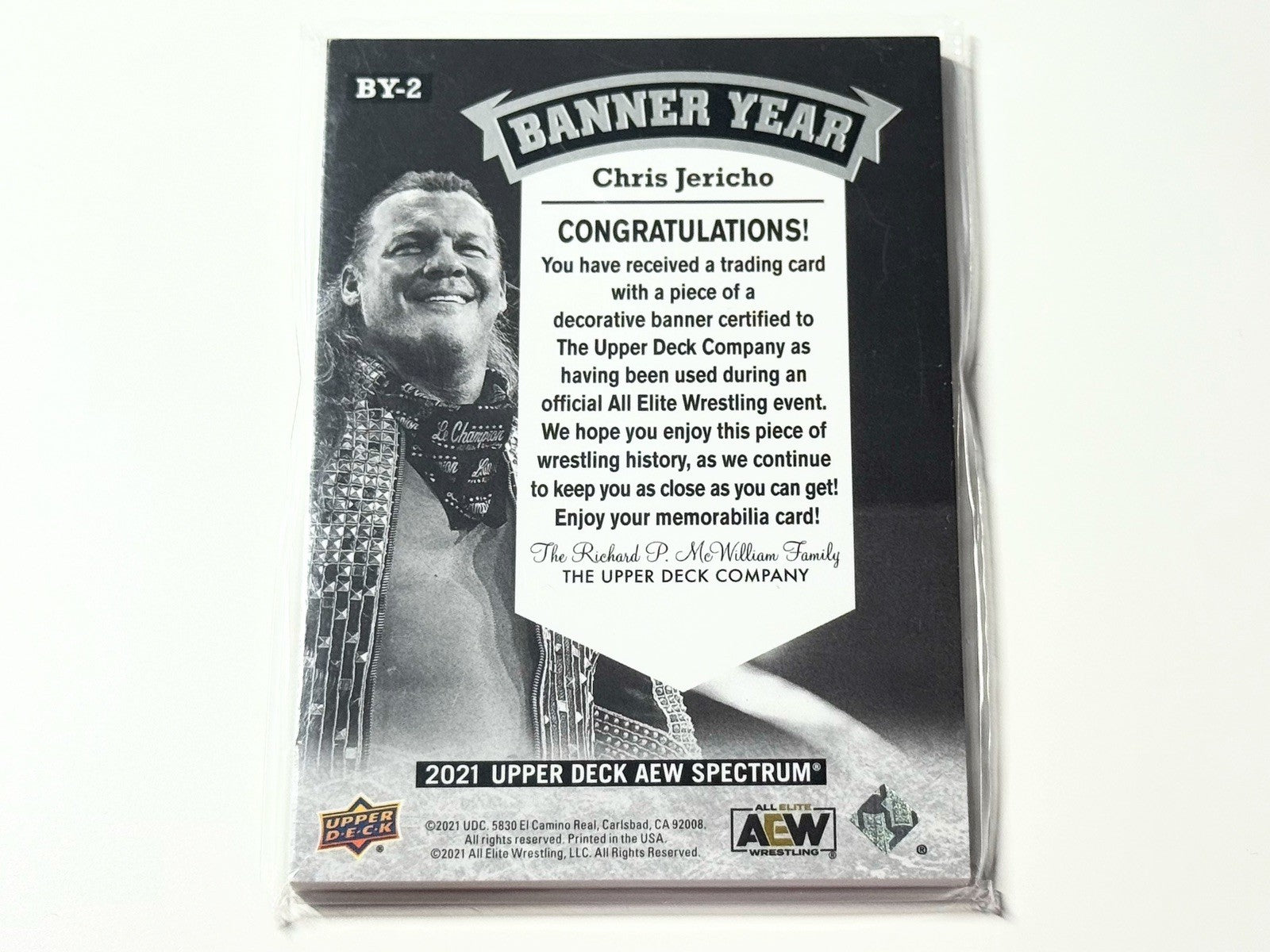 2021 Upper Deck AEW Spectrum Chris Jericho Banner Year Relic Card BY-2