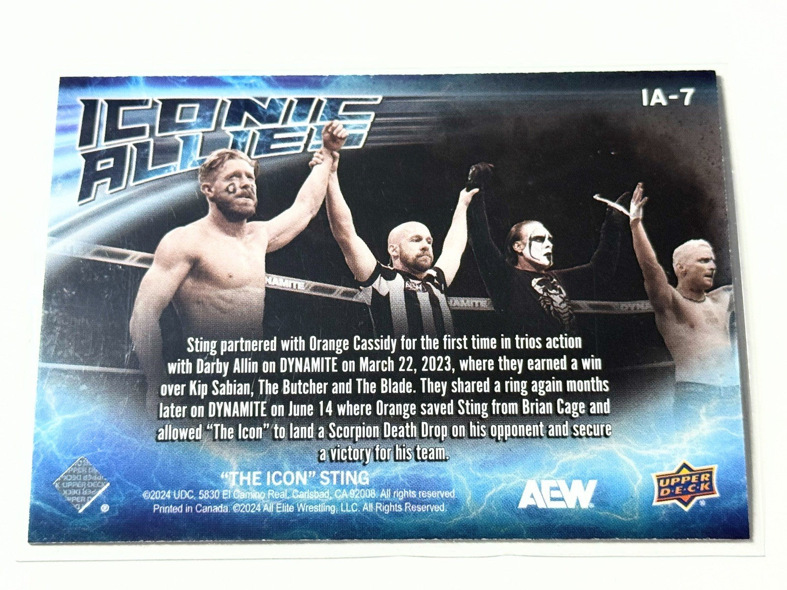 2024 Upper Deck AEW The Icon Sting Iconic Allies Darby & Cassidy Card IA-7
