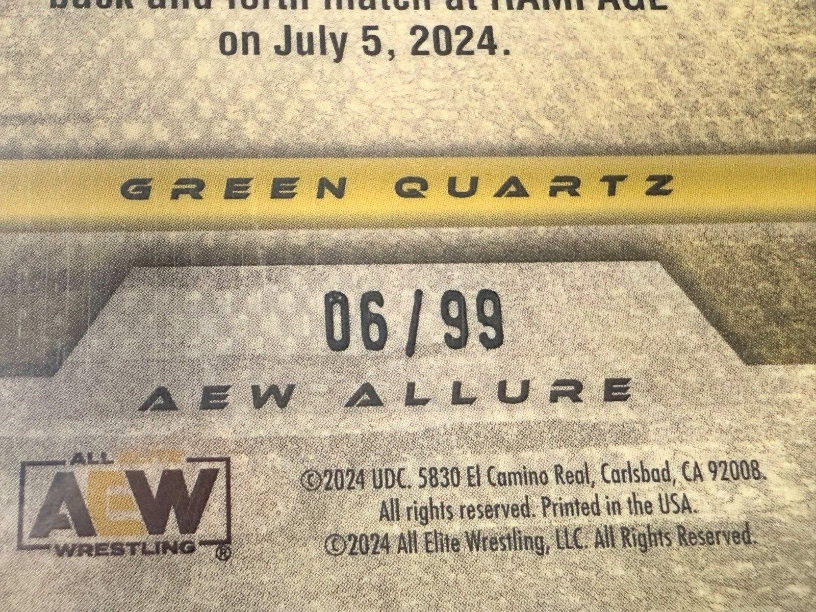 2024 Upper Deck AEW Allure Konosuke Takeshita AE DUB Green Quartz /99 Card DUB-10