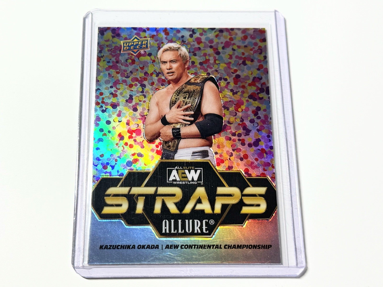 2024 Upper Deck AEW Allure Kazuchika Okada Straps Glitter Bomb Title Card S-14