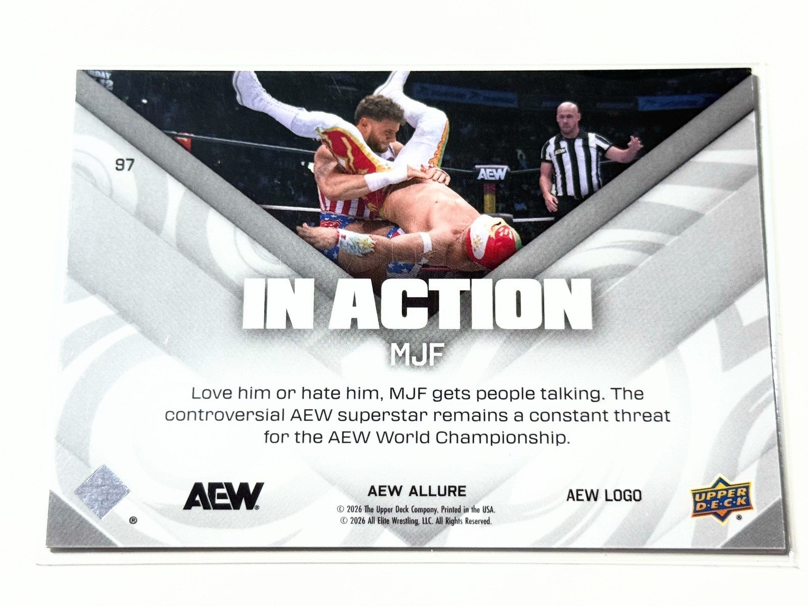2026 Upper Deck AEW Allure MJF In Action AEW Logo /199 Card #97