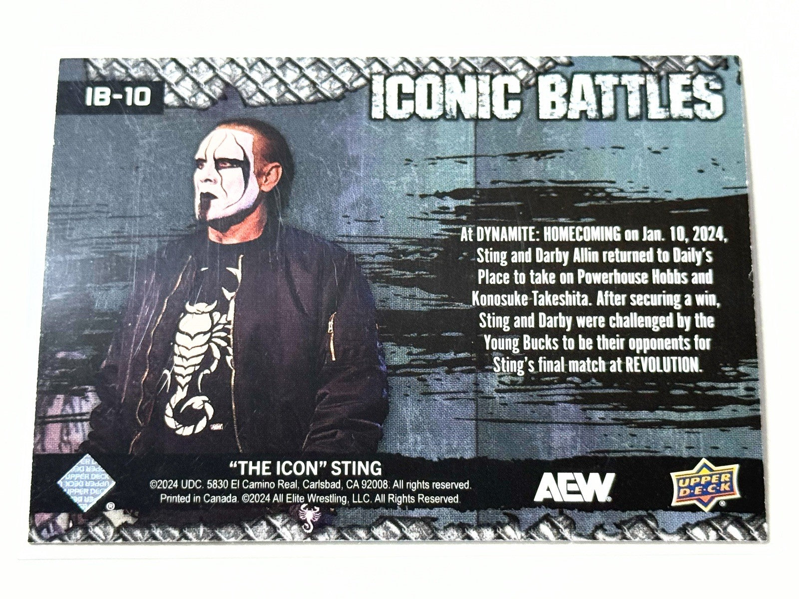 2024 Upper Deck AEW The Icon Sting Iconic Battles Daily’s Place Card IB-10