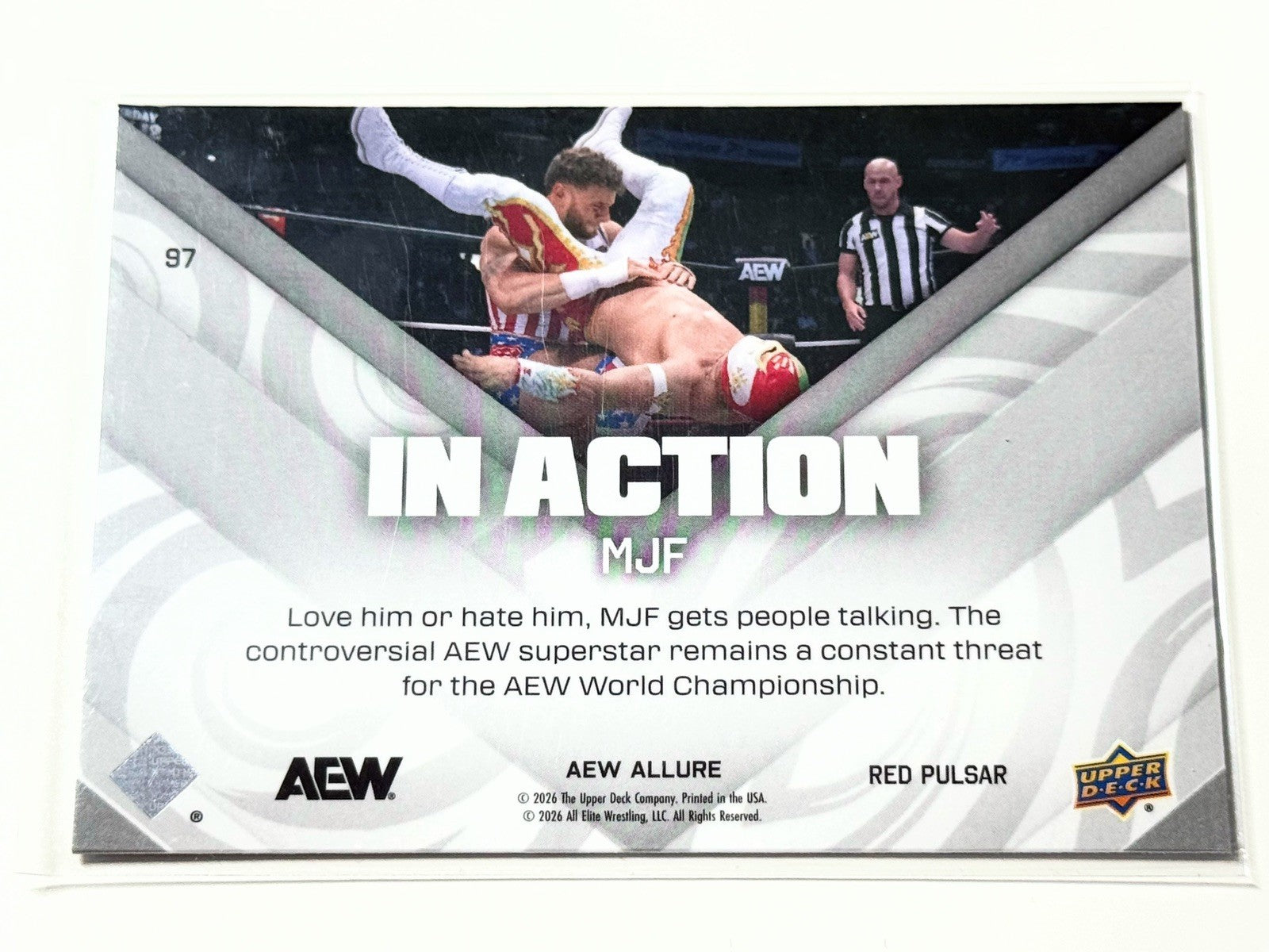 2026 Upper Deck AEW Allure MJF In Action Red Pulsar Card #97