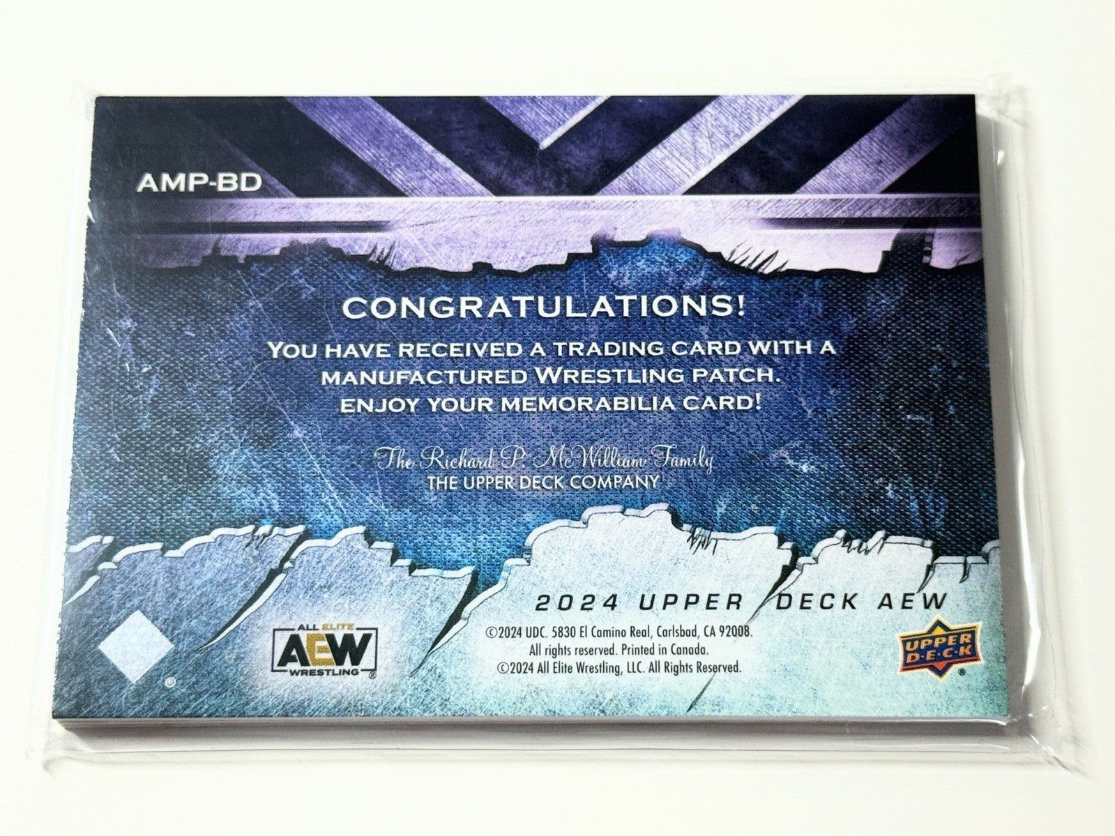2024 Upper Deck AEW Flagship Bryan Danielson Manufactured Patch Card AMP-BD