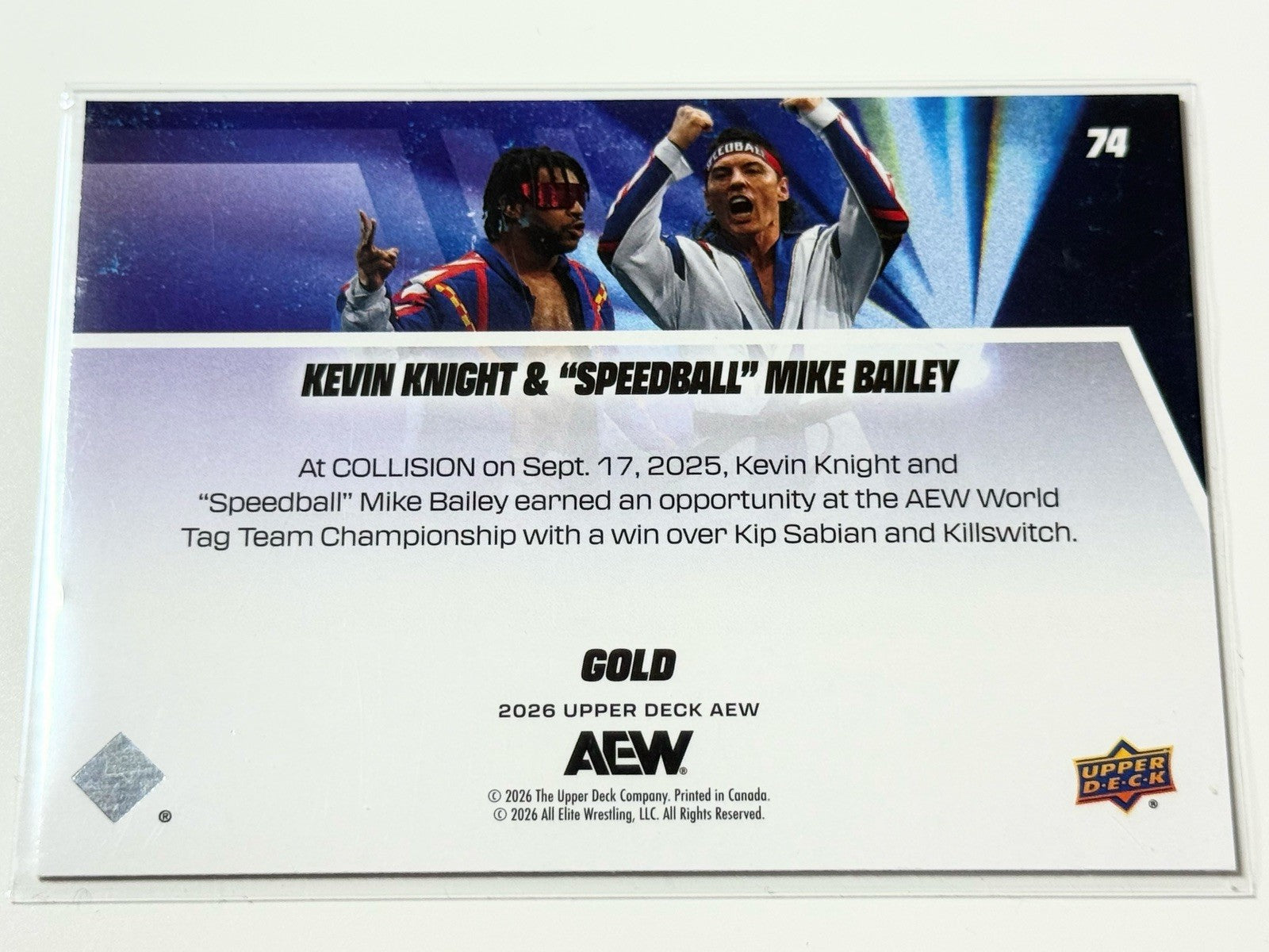 2026 Upper Deck AEW Flagship Speedball Tag Teams Kevin Knight & Mike Bailey Gold Parallel Card #74