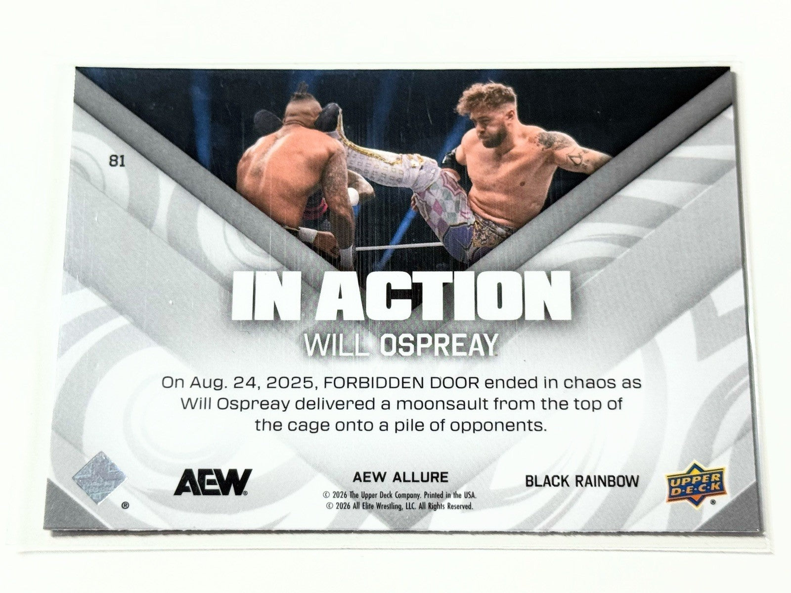2026 Upper Deck AEW Allure Will Ospreay In Action Black Rainbow Card #81