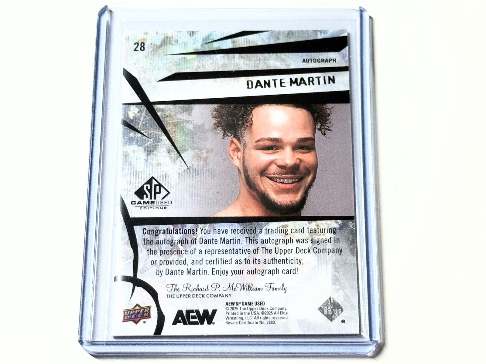2025 Upper Deck AEW SP Game Used Dante Martin Autographed Card #28