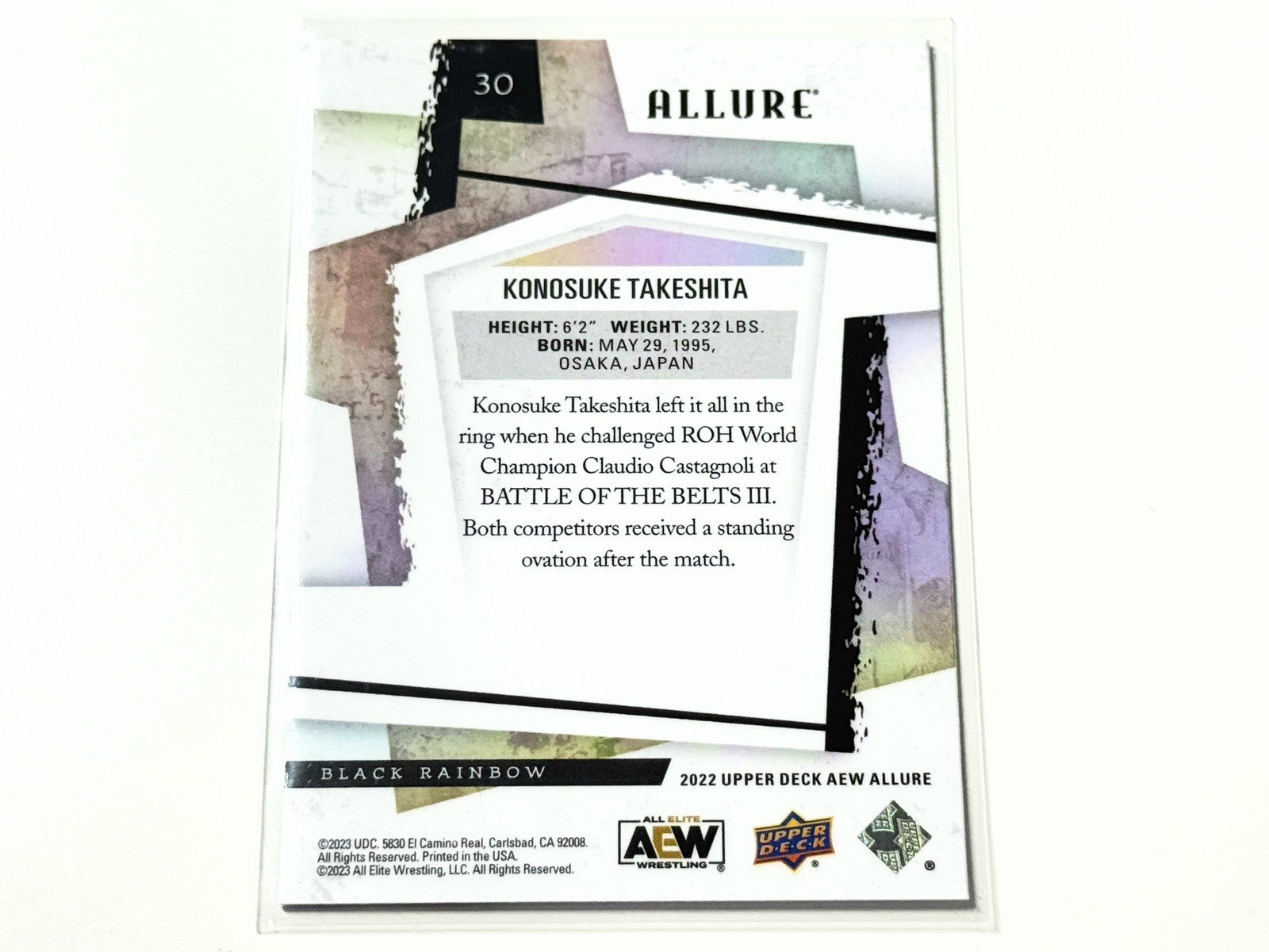 2022 Upper Deck AEW Allure Konosuke Takeshita Black Rainbow Card #30