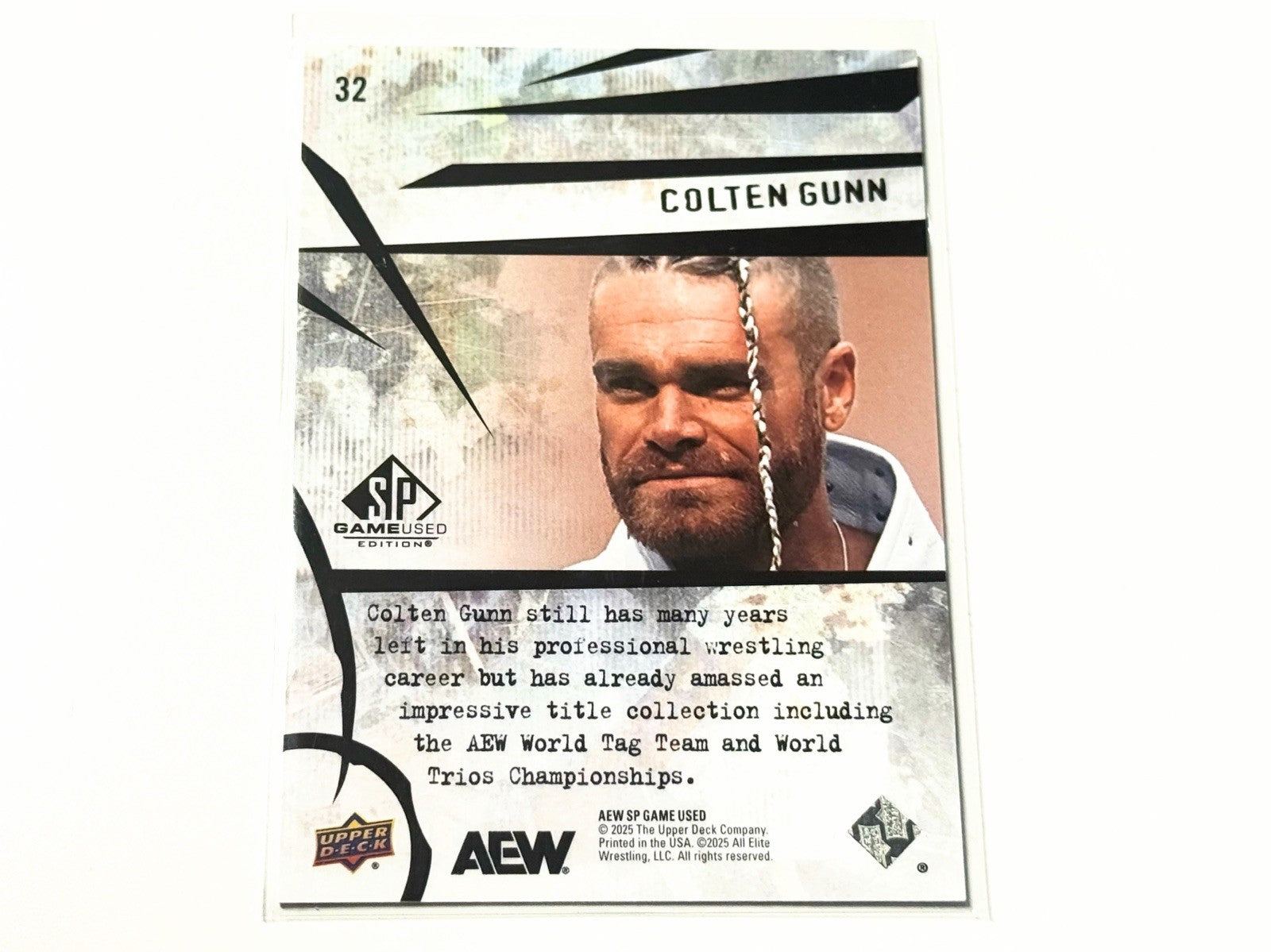 2025 Upper Deck AEW SP Game Used Colten Gunn Base Card #32