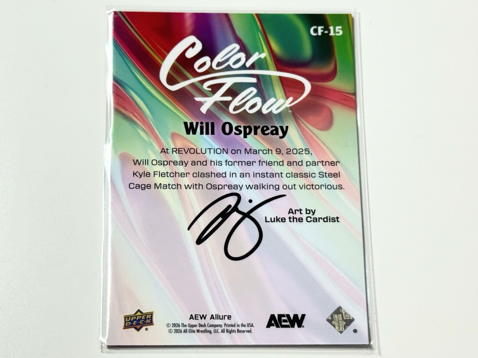 2026 Upper Deck AEW Allure Will Ospreay Red Orange Color Flow Card CF-15