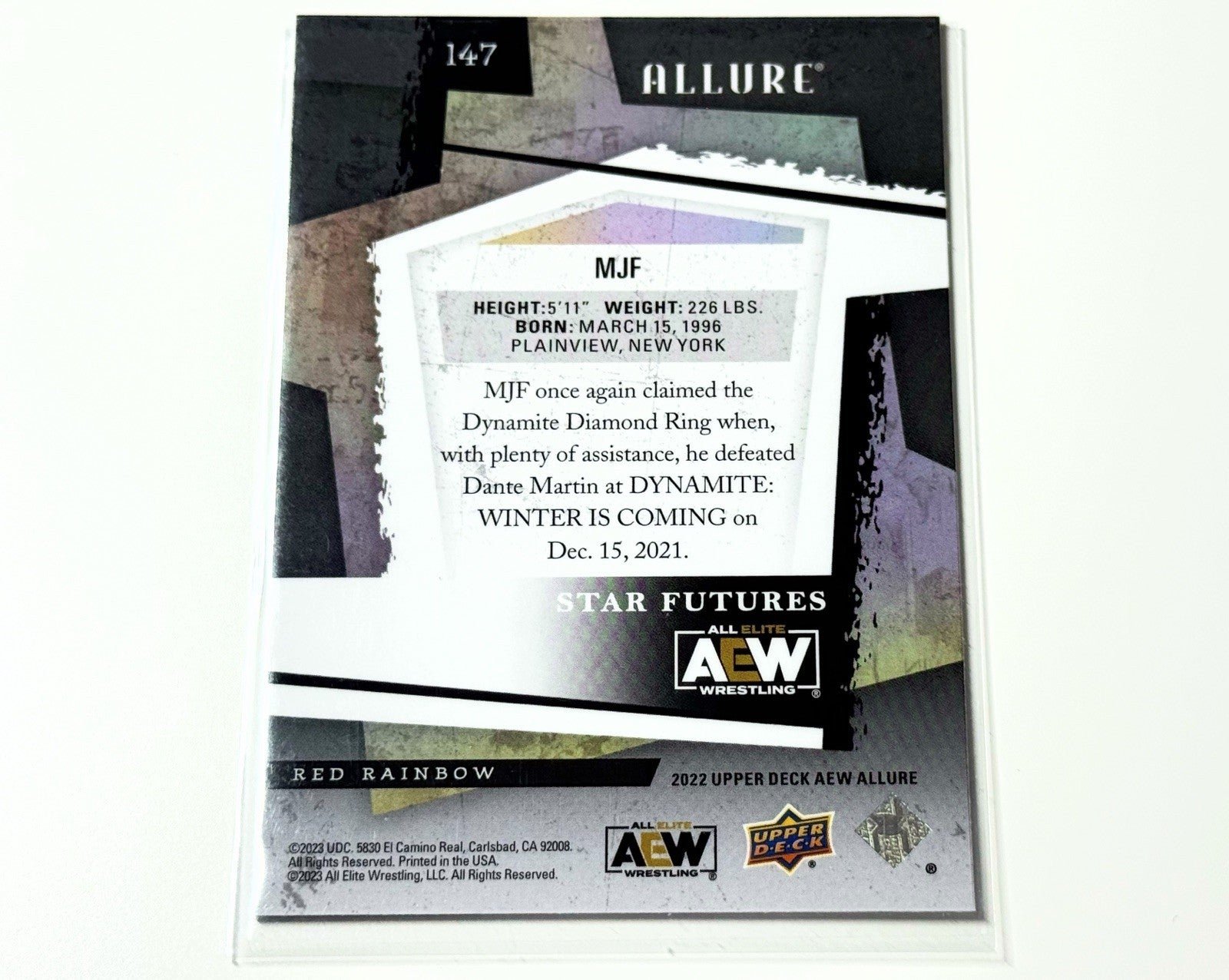 2022 Upper Deck AEW Allure MJF Star Futures Red Rainbow Card #147