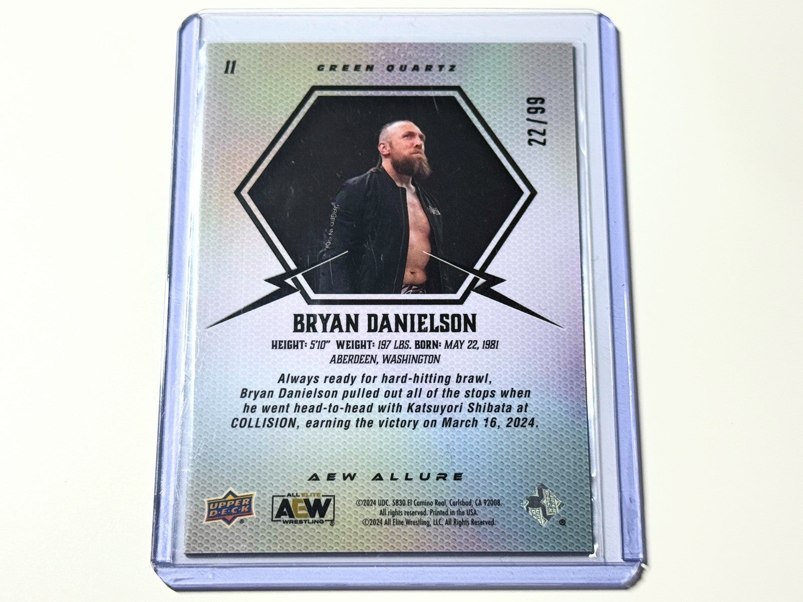 2024 Upper Deck AEW Allure Bryan Danielson Green Quartz /99 Card #11