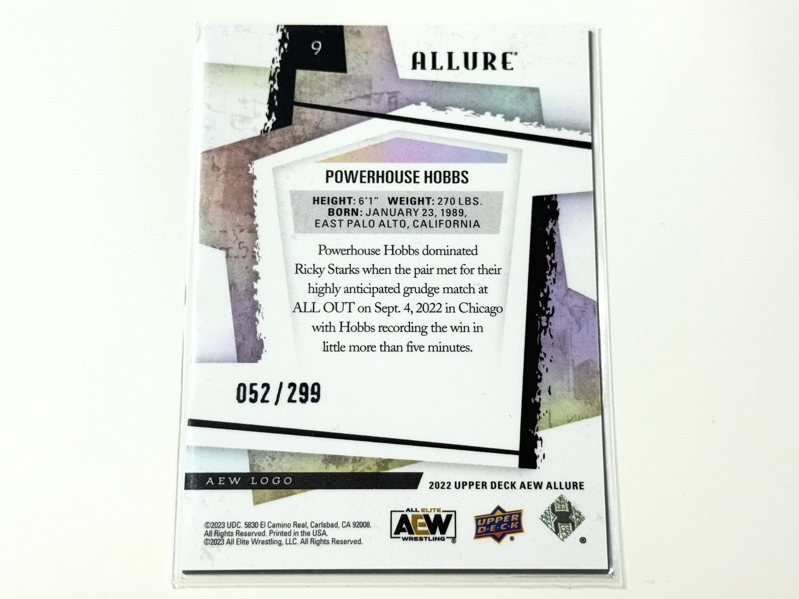 2022 Upper Deck AEW Allure Powerhouse Hobbs AEW Logo /299 Parallel Card #9