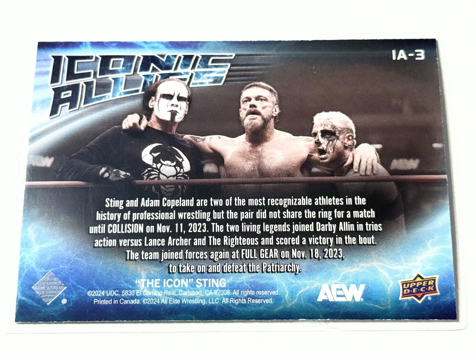 2024 Upper Deck AEW The Icon Sting Iconic Allies Cope Card IA-3
