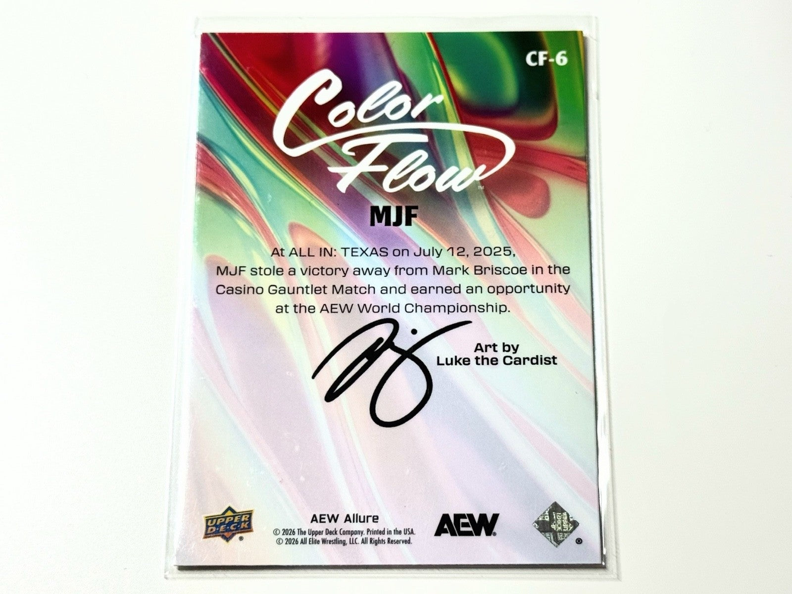 2026 Upper Deck AEW Allure MJF Orange Yellow Color Flow Card CF-6