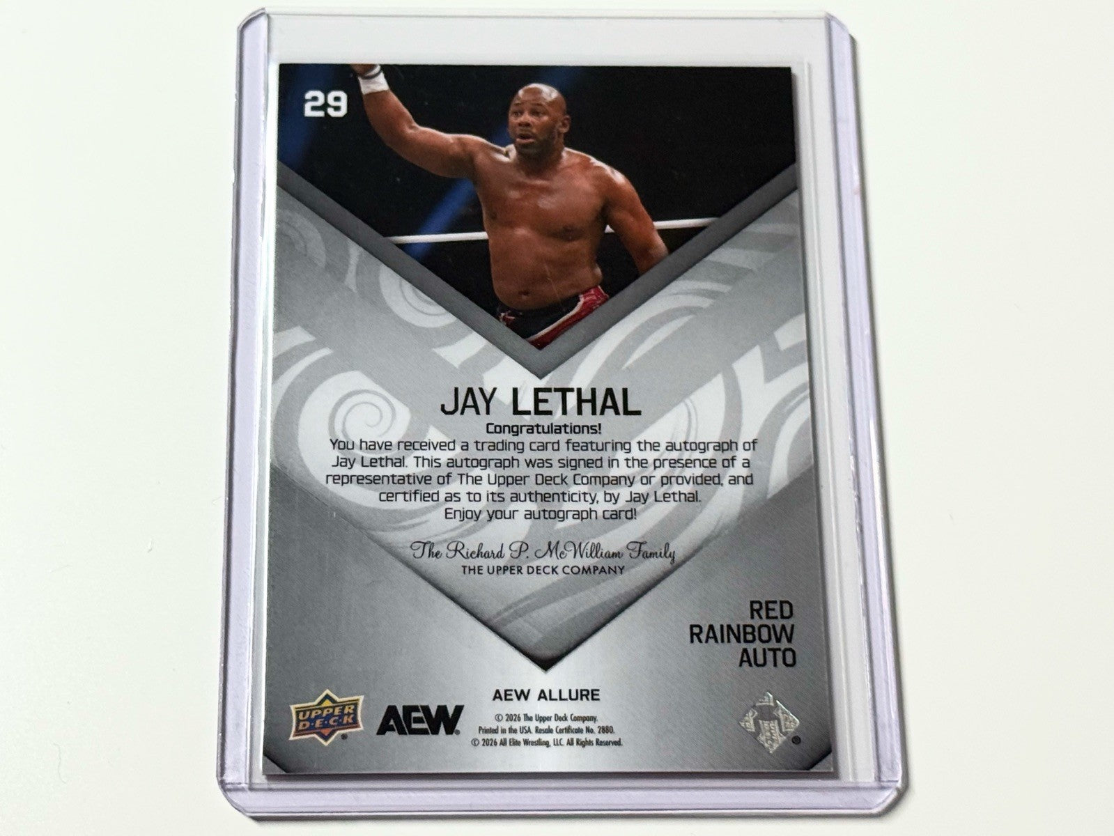 2026 Upper Deck AEW Allure Jay Lethal Red Rainbow Autographed Card #29