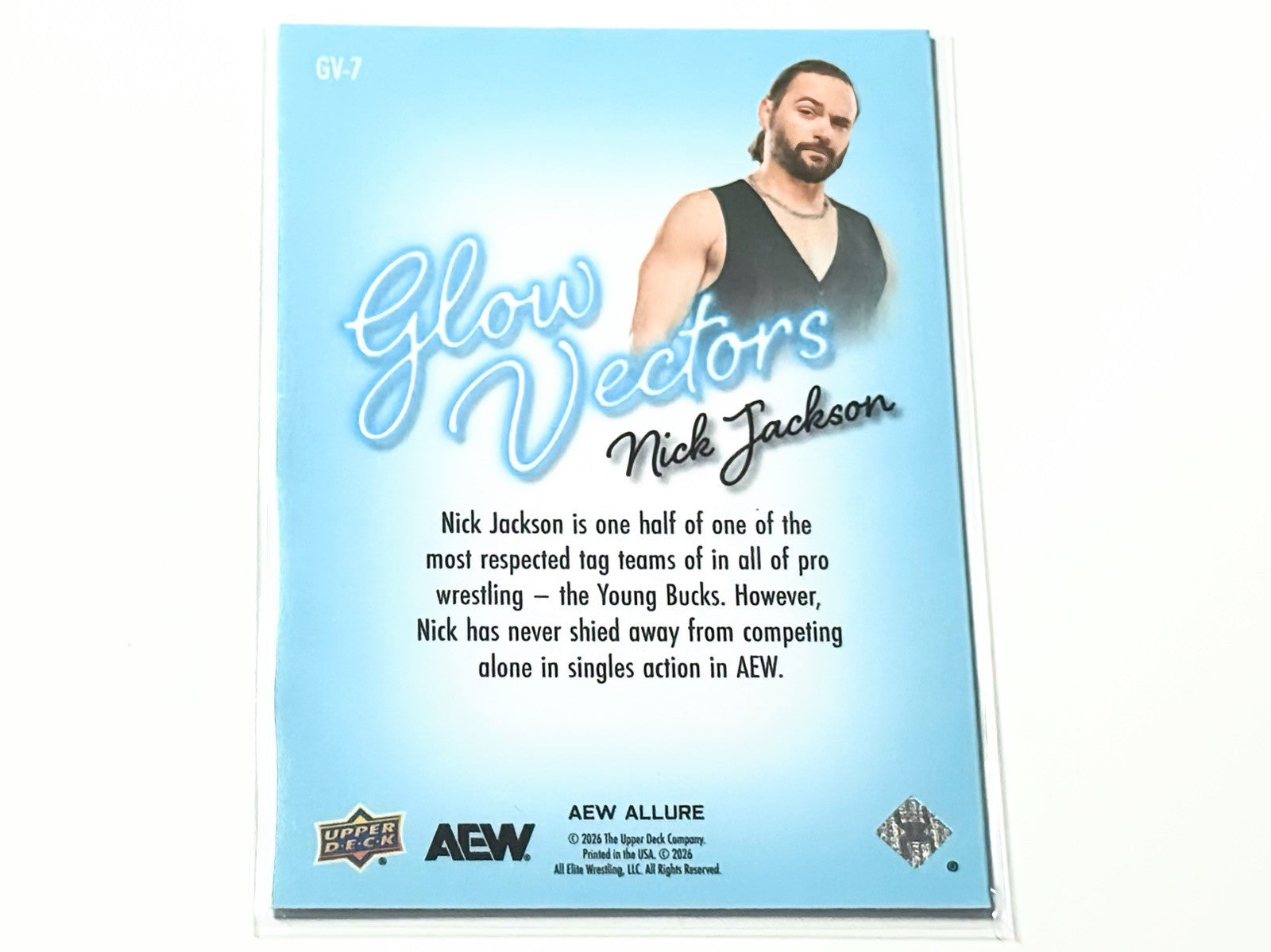 2026 Upper Deck AEW Allure Nick Jackson Glow Vectors Card GV-7