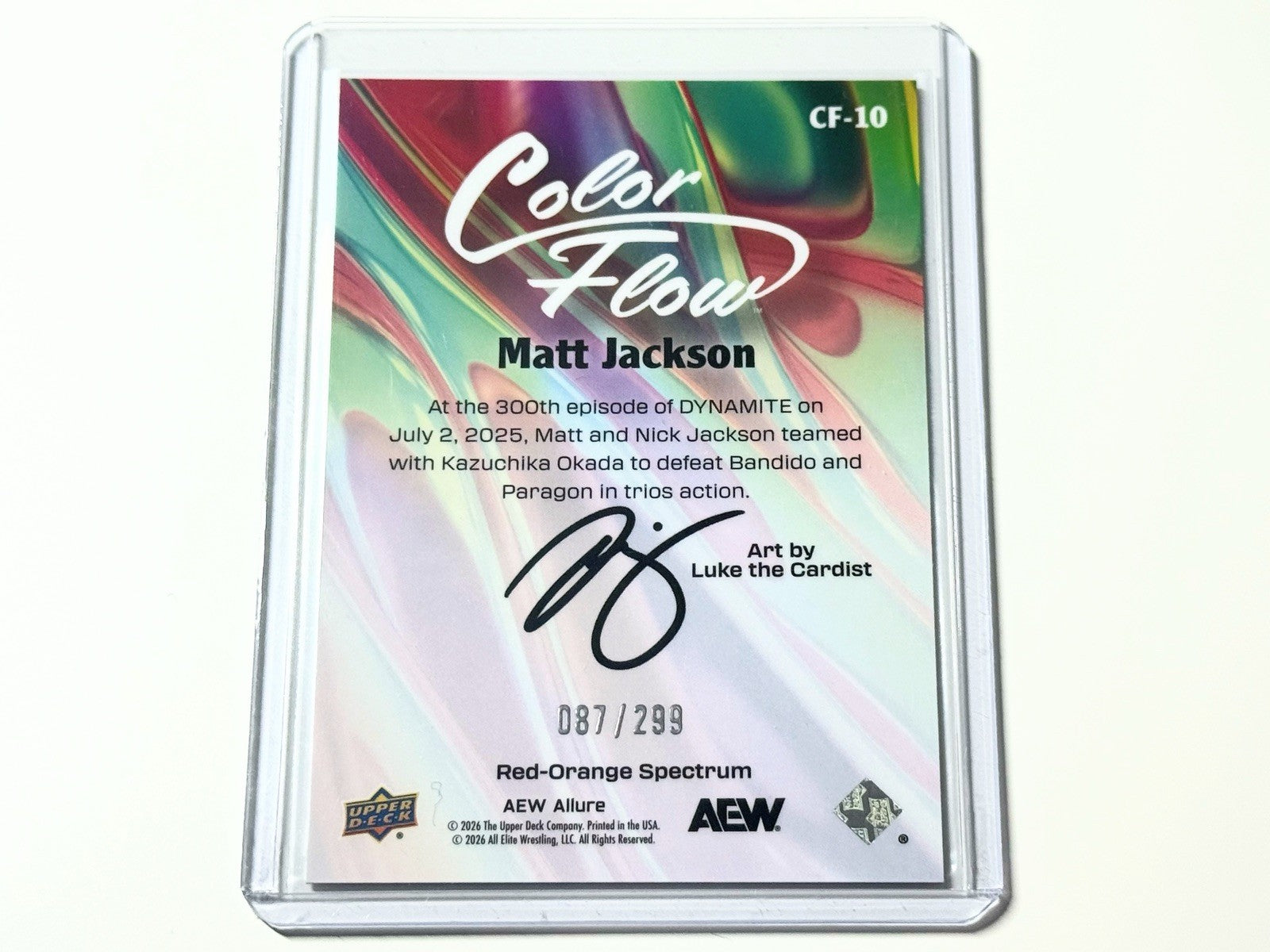 2026 Upper Deck AEW Allure Matt Jackson Red Orange Spectrum /299 Color Flow Card CF-10