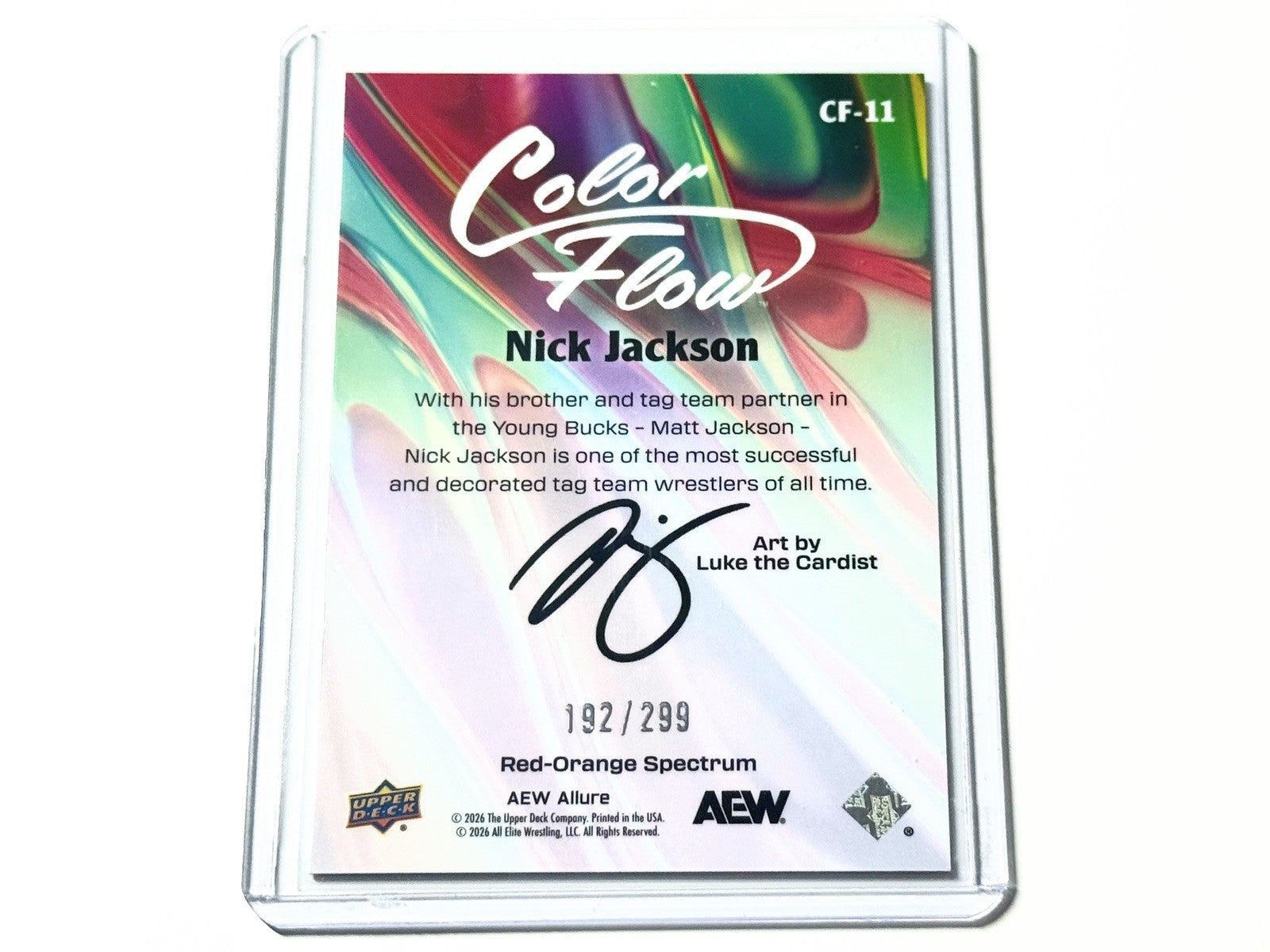 2026 Upper Deck AEW Allure Nick Jackson Red Orange Spectrum /299 Color Flow Card CF-11