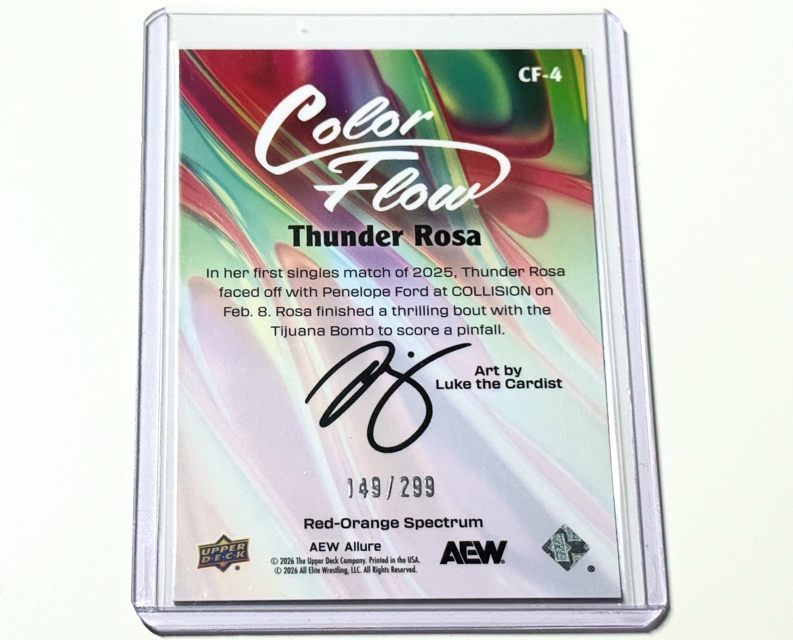 2026 Upper Deck AEW Allure Thunder Rosa Red Orange Spectrum /299 Color Flow Card CF-4