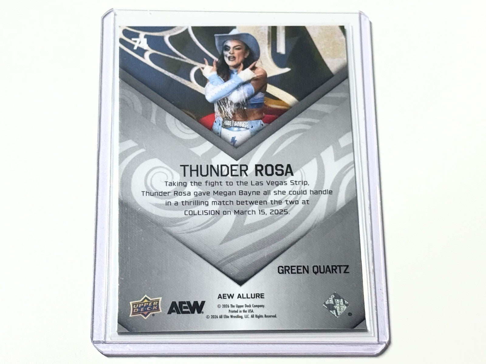 2026 Upper Deck AEW Allure Thunder Rosa Green Quartz /99 Parallel Card #74